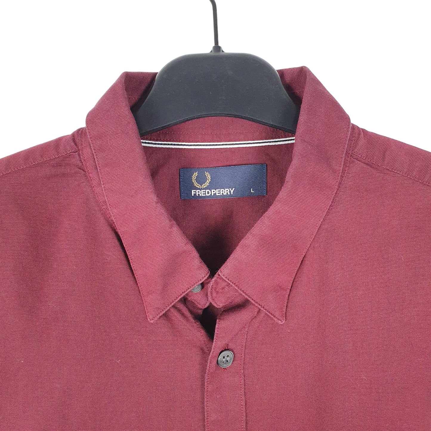 Mens Burgundy Fred Perry  Long Sleeve Shirt