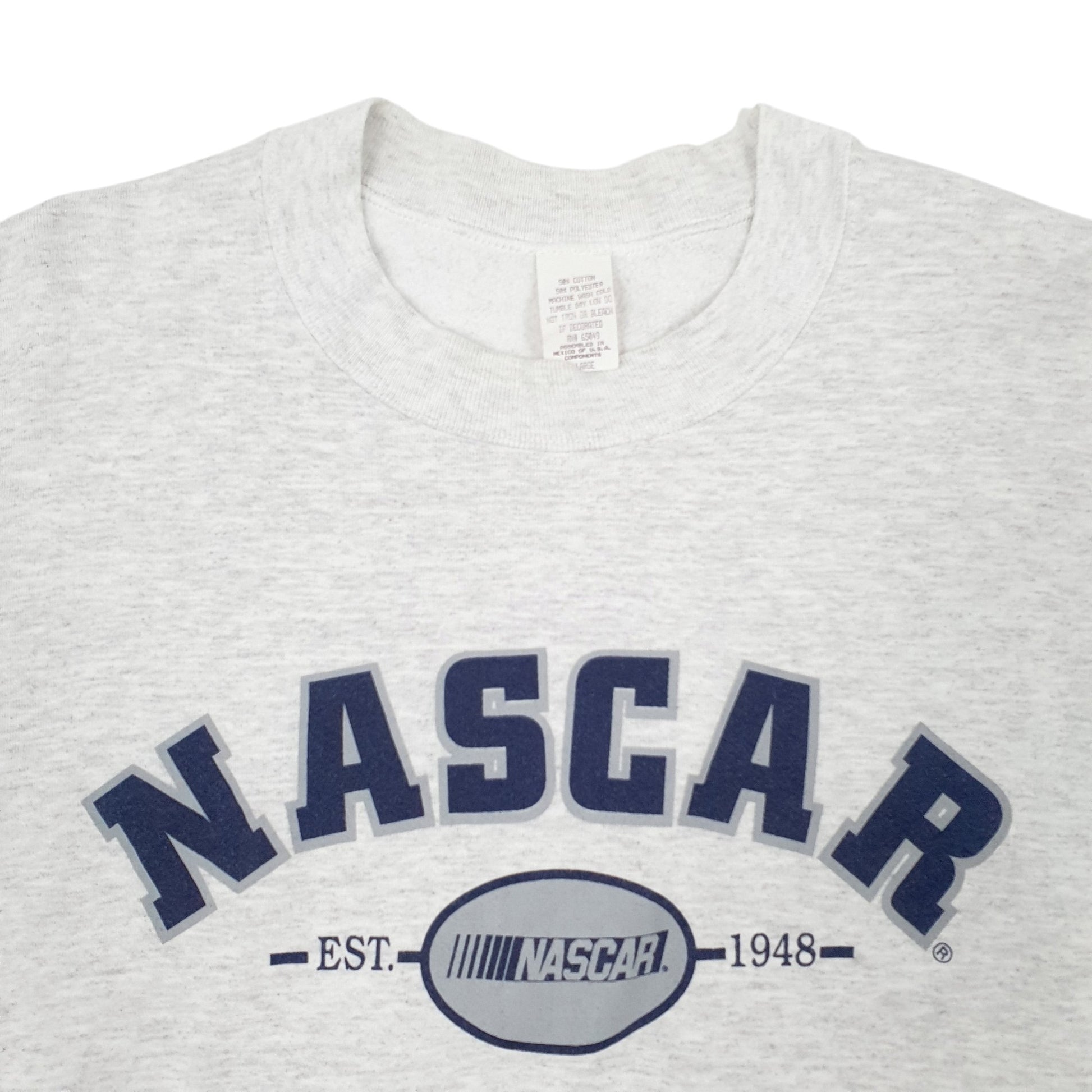 Mens Grey Nascar Vintage 90s Spellout Crewneck Jumper