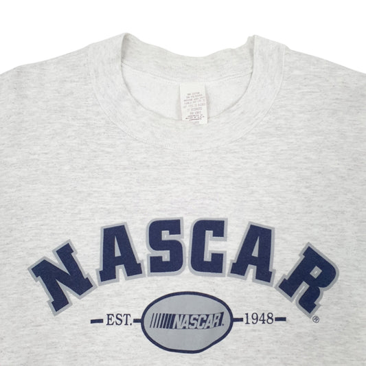 Mens Grey Nascar Vintage 90s Spellout Crewneck Jumper