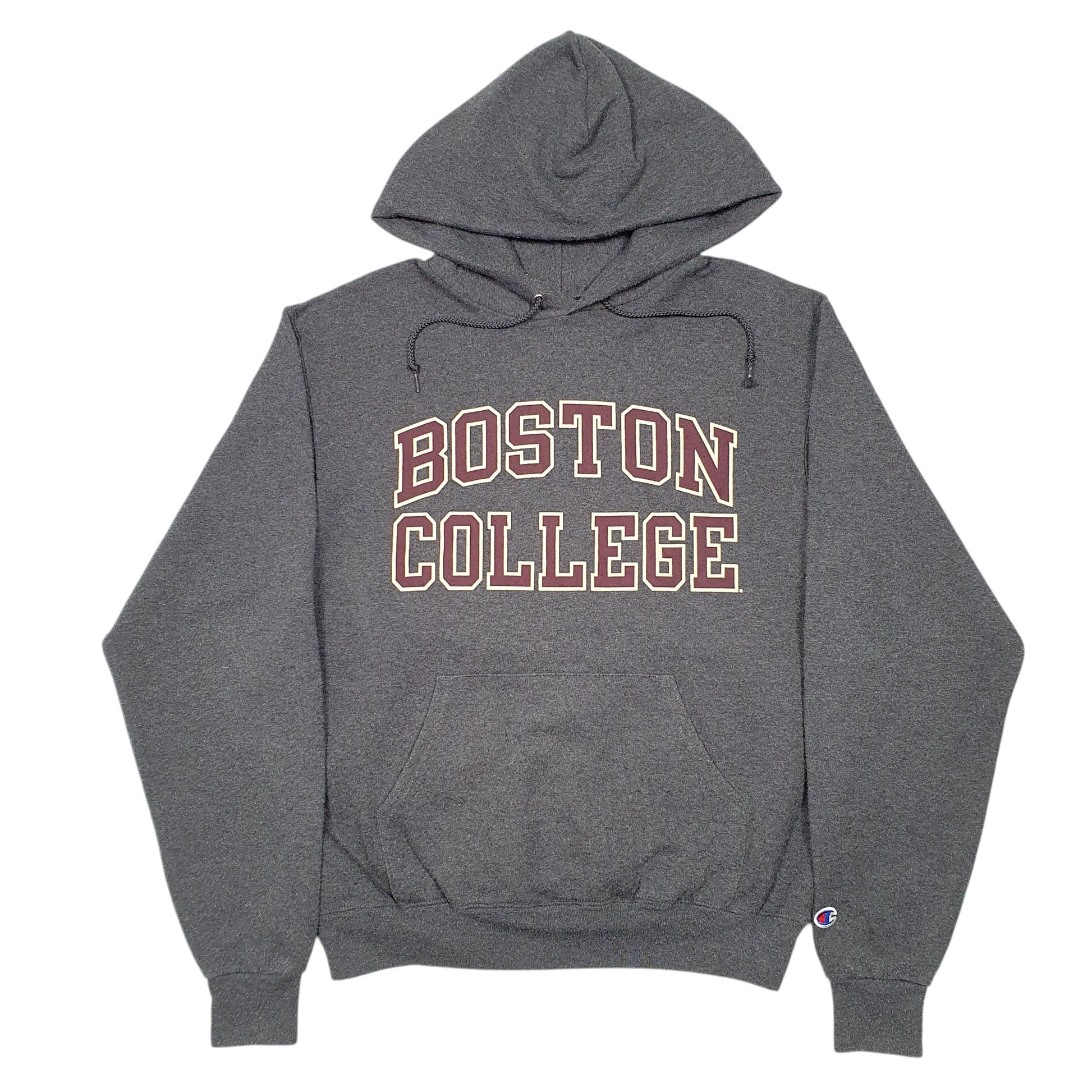 Mens Grey Champion Boston College USA Spellout Hoodie Jumper