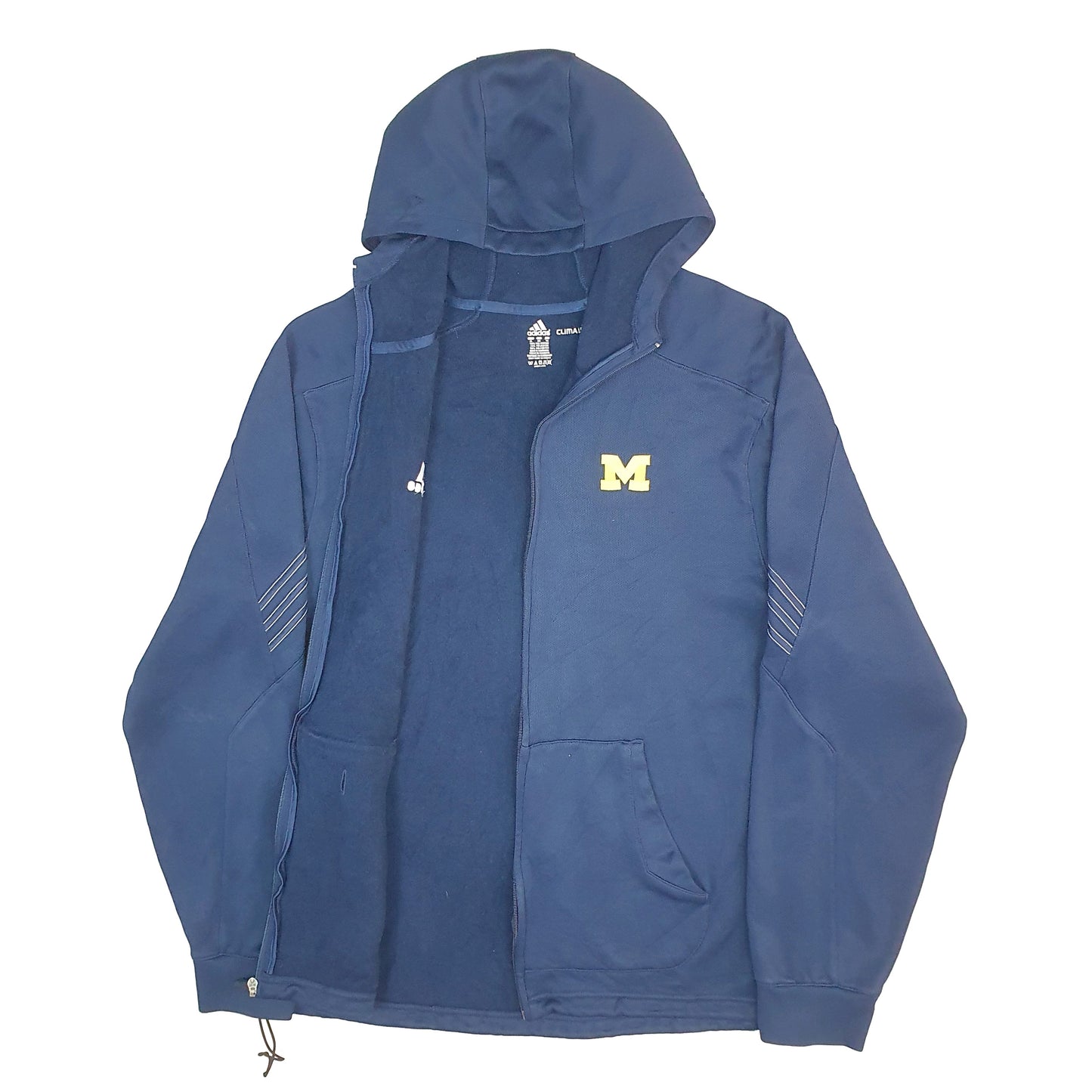 Mens Navy Adidas Climawarm Hoodie Michigan USA College Full Zip Jumper