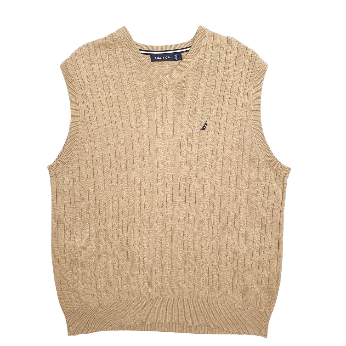 Mens Brown Nautica Knit Tank Top Jumper