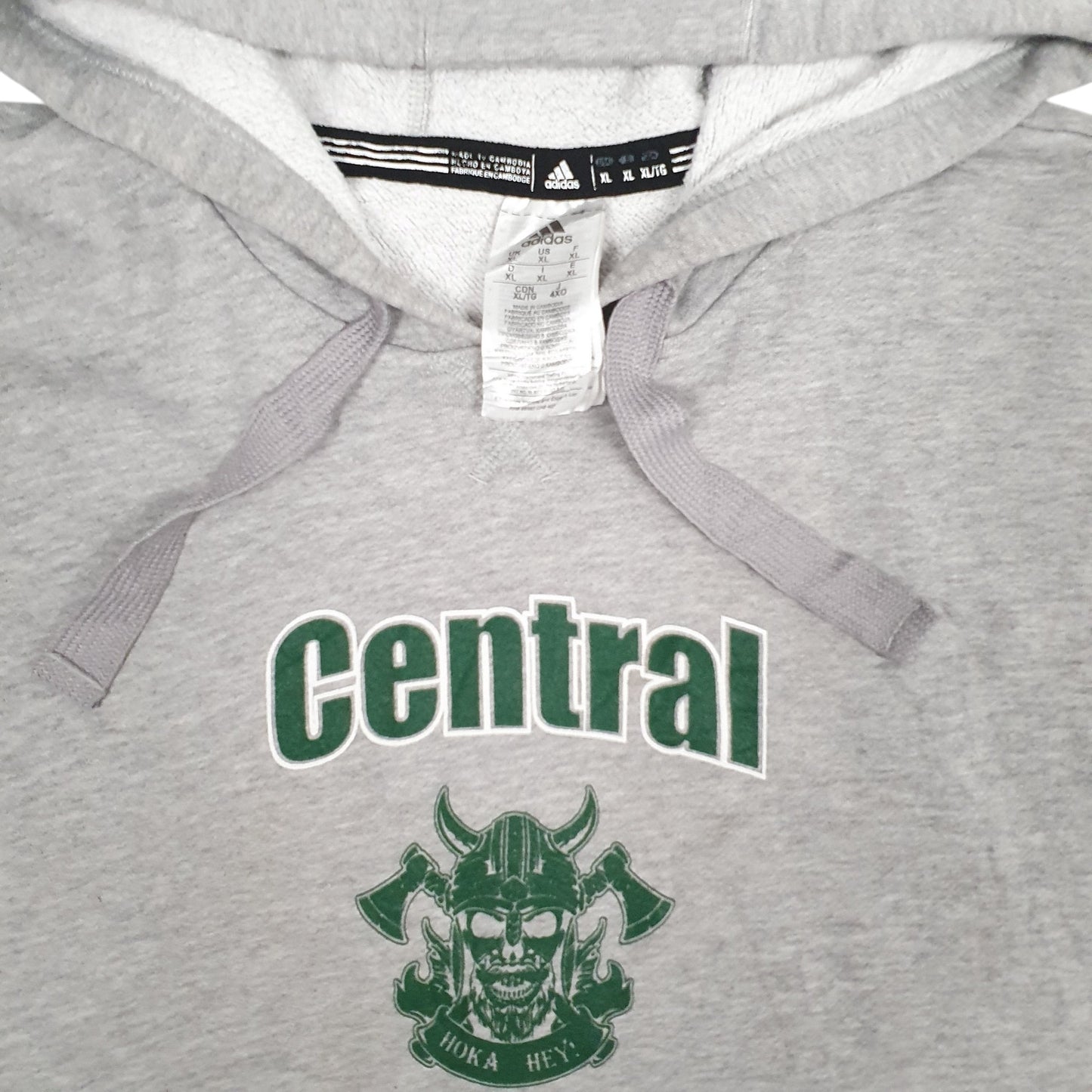 Mens Grey Adidas Central Barbell Hoodie Jumper