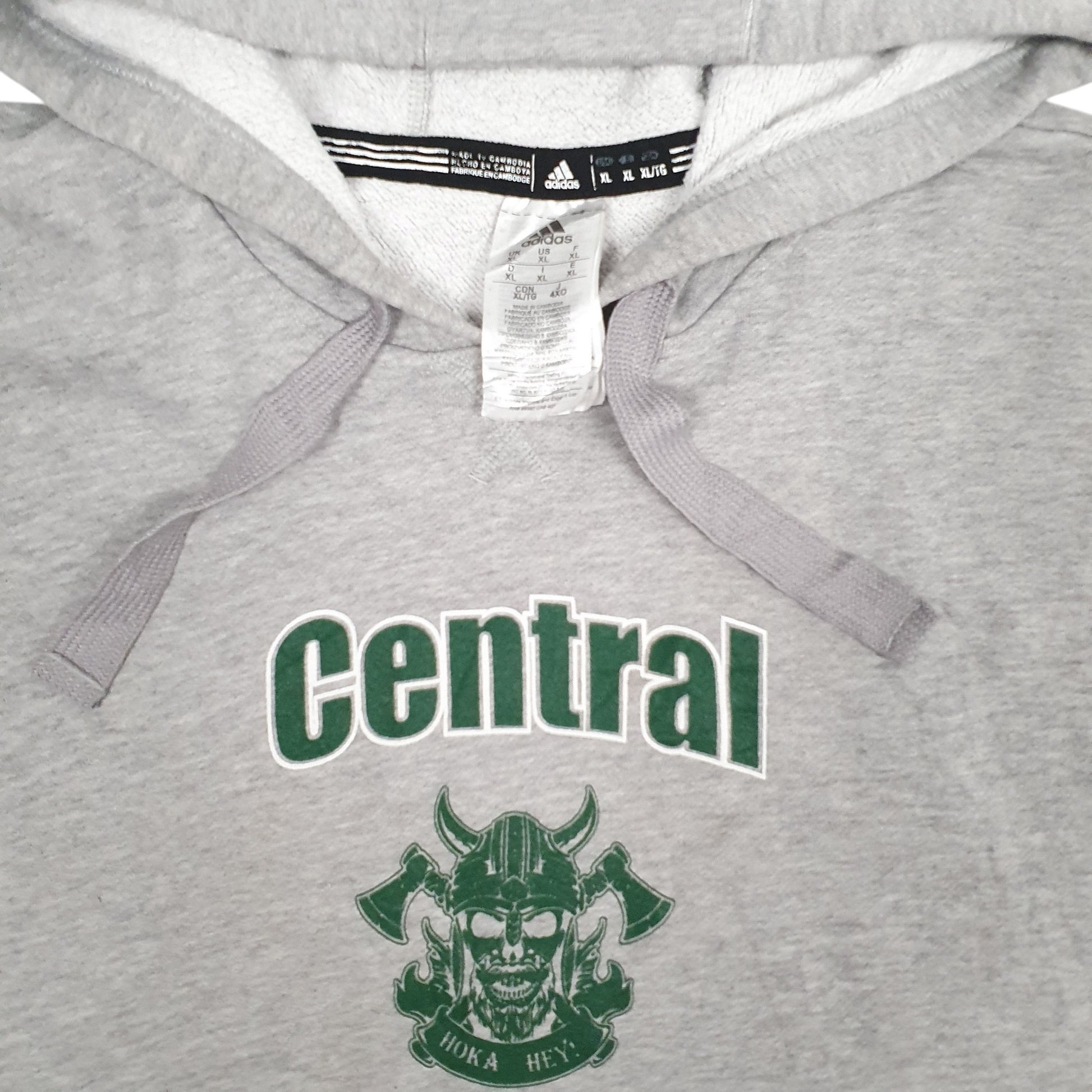 Mens Grey Adidas Central Barbell Hoodie Jumper