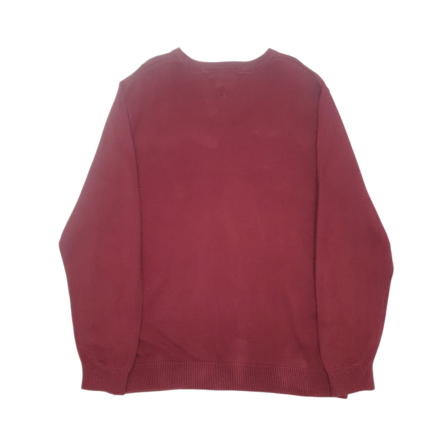 Mens Burgundy Tommy Hilfiger V Neck Crewneck Jumper