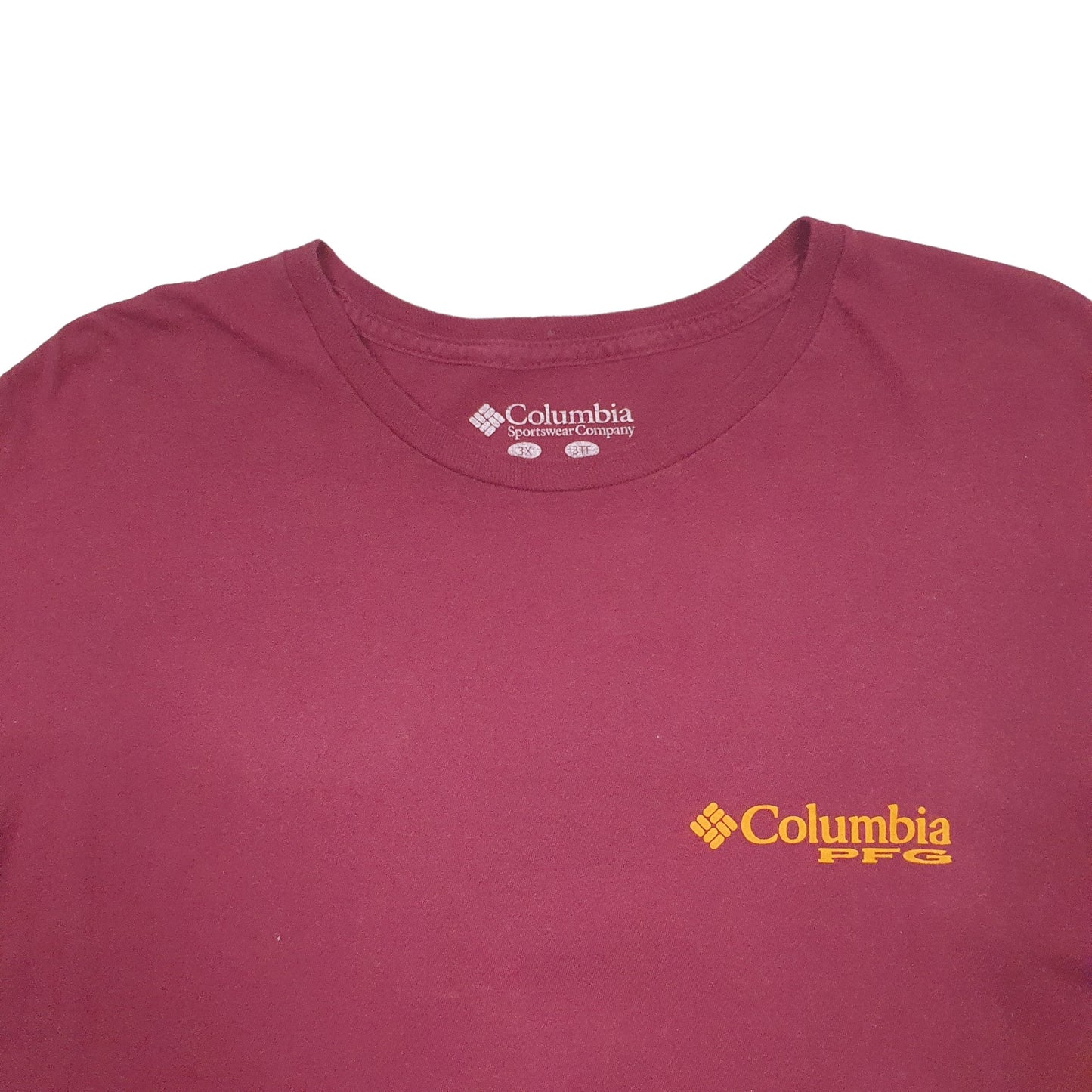 Mens Burgundy Columbia Sportswear PFG Dog Fishing Short Sleeve T Shirt