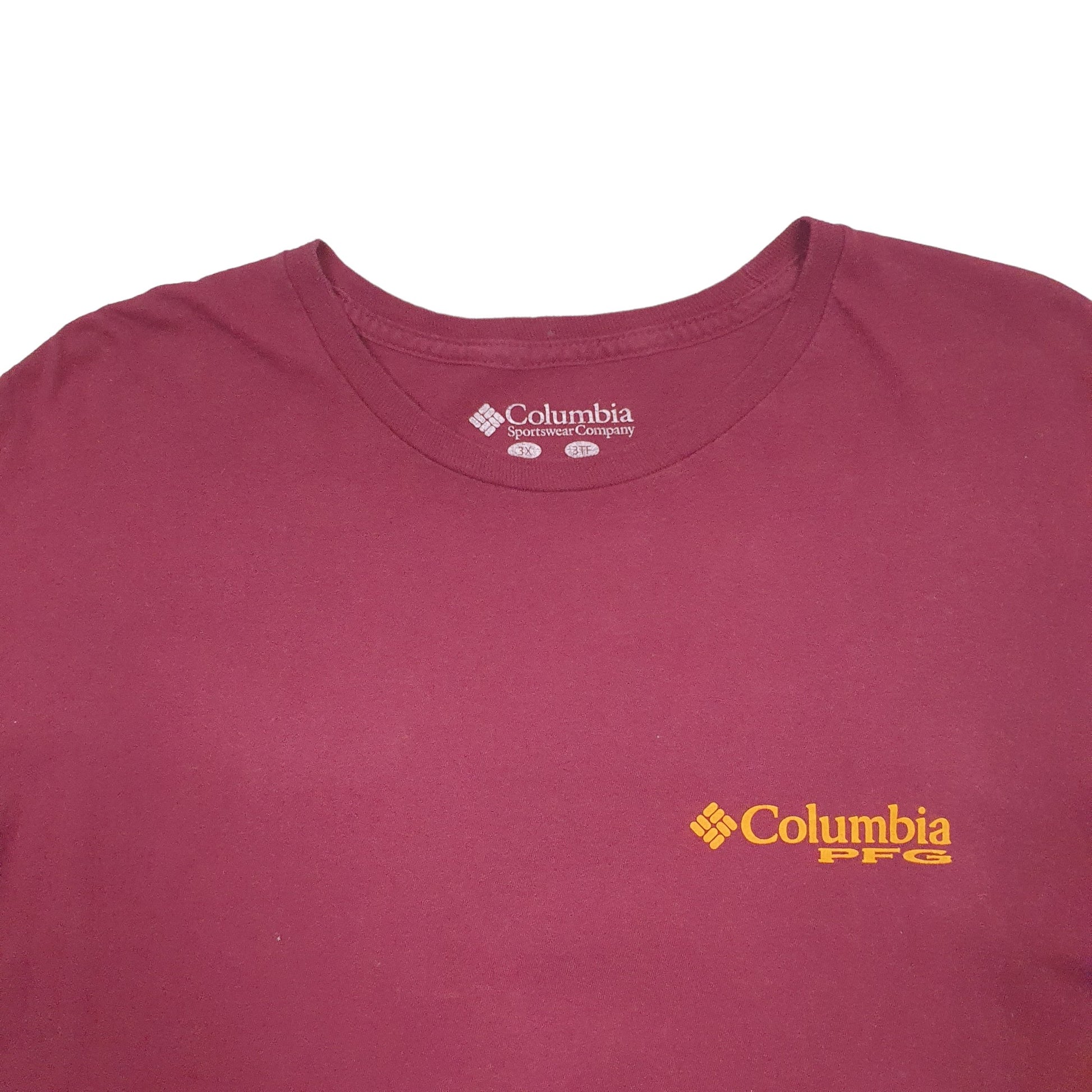Mens Burgundy Columbia Sportswear PFG Dog Fishing Short Sleeve T Shirt