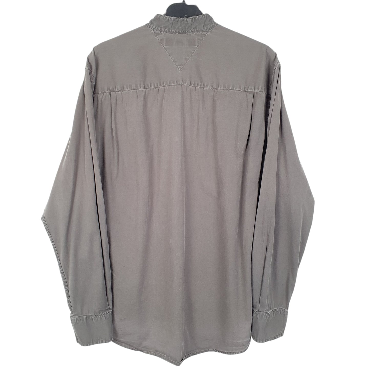 Mens Grey Tommy Hilfiger Grandad Collar Long Sleeve Shirt
