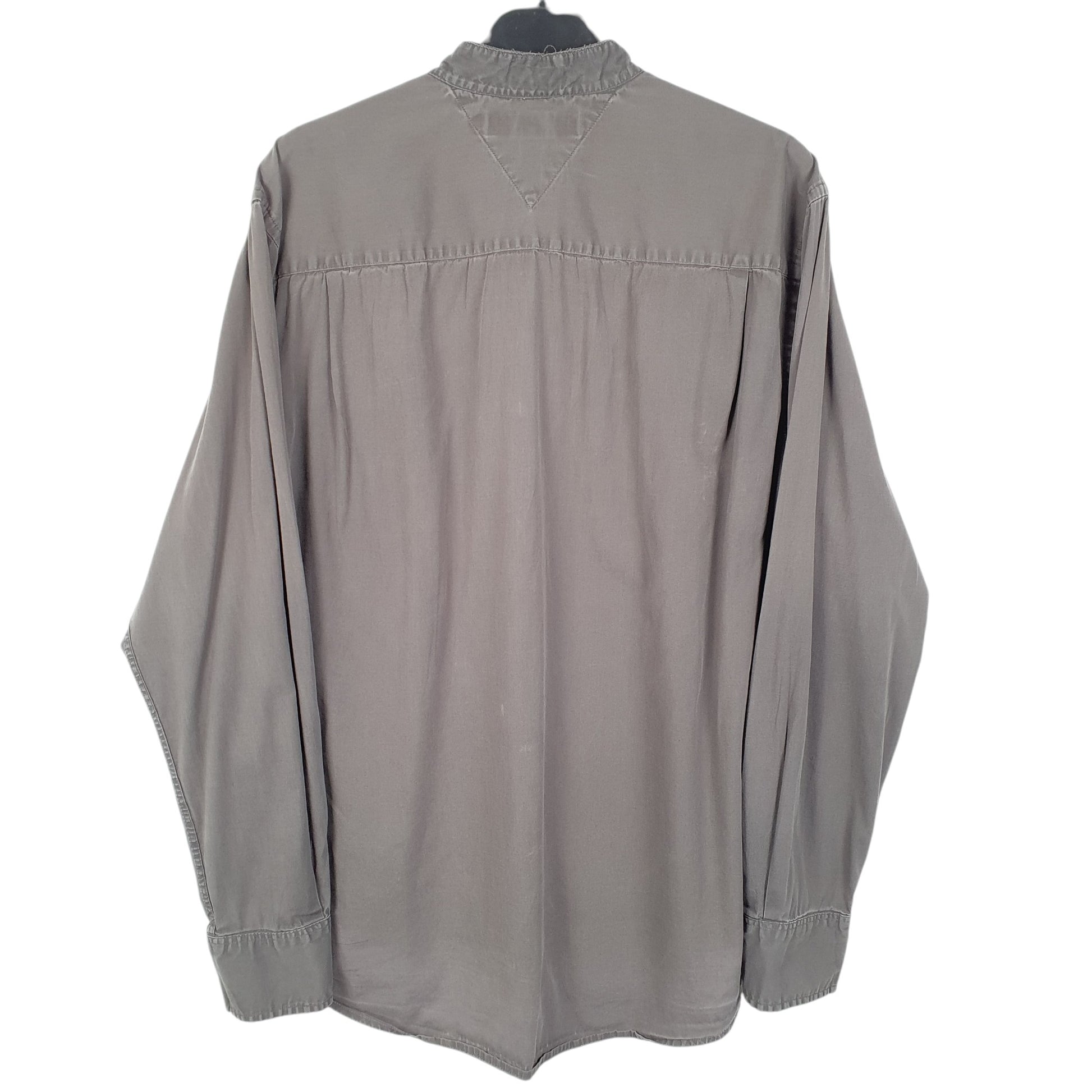 Mens Grey Tommy Hilfiger Grandad Collar Long Sleeve Shirt