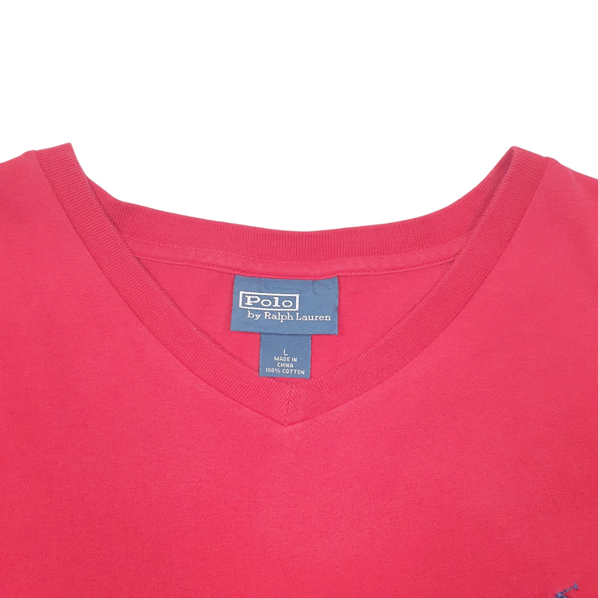 Mens Red Polo Ralph Lauren V Neck Short Sleeve T Shirt