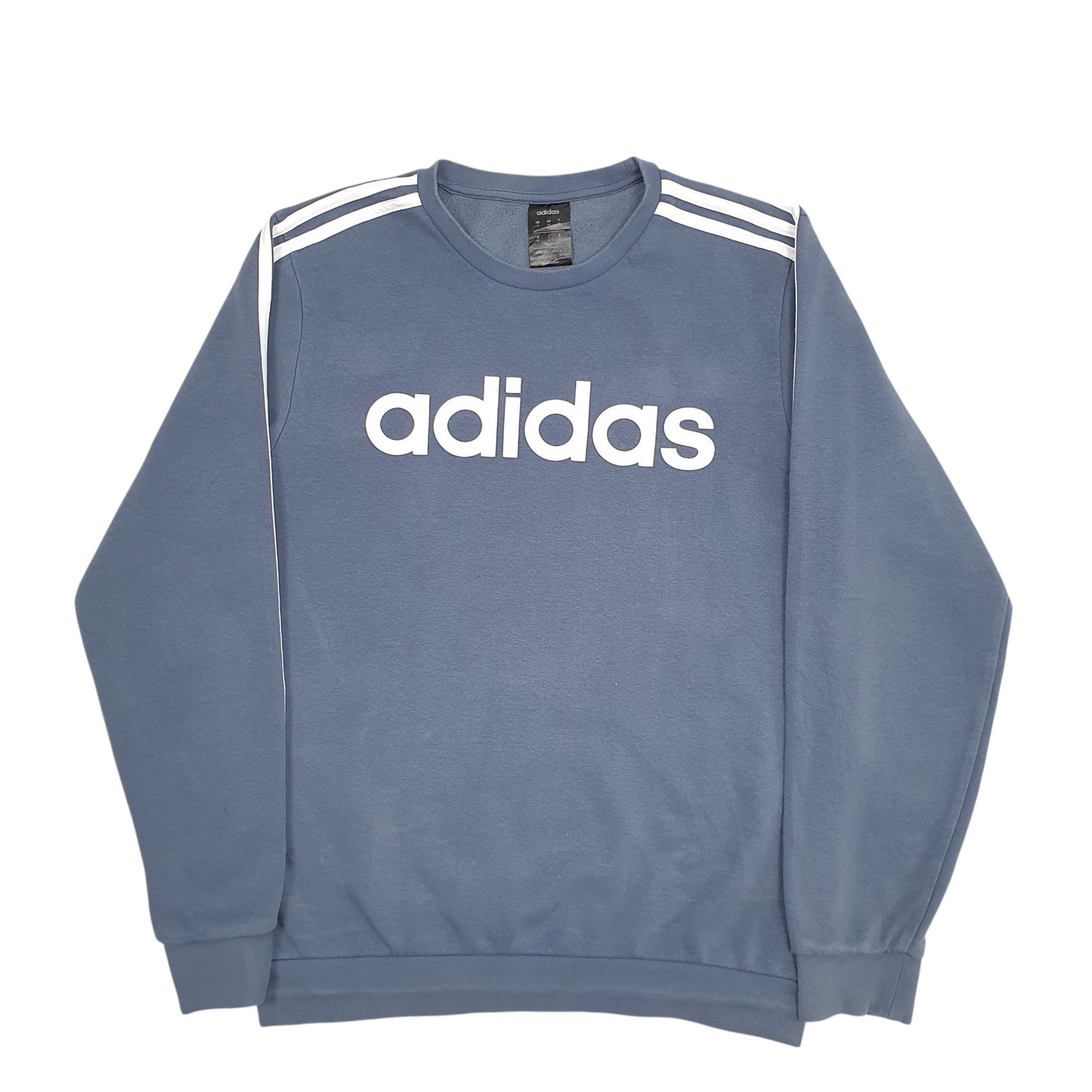 Mens Blue Adidas Spellout Crewneck Jumper