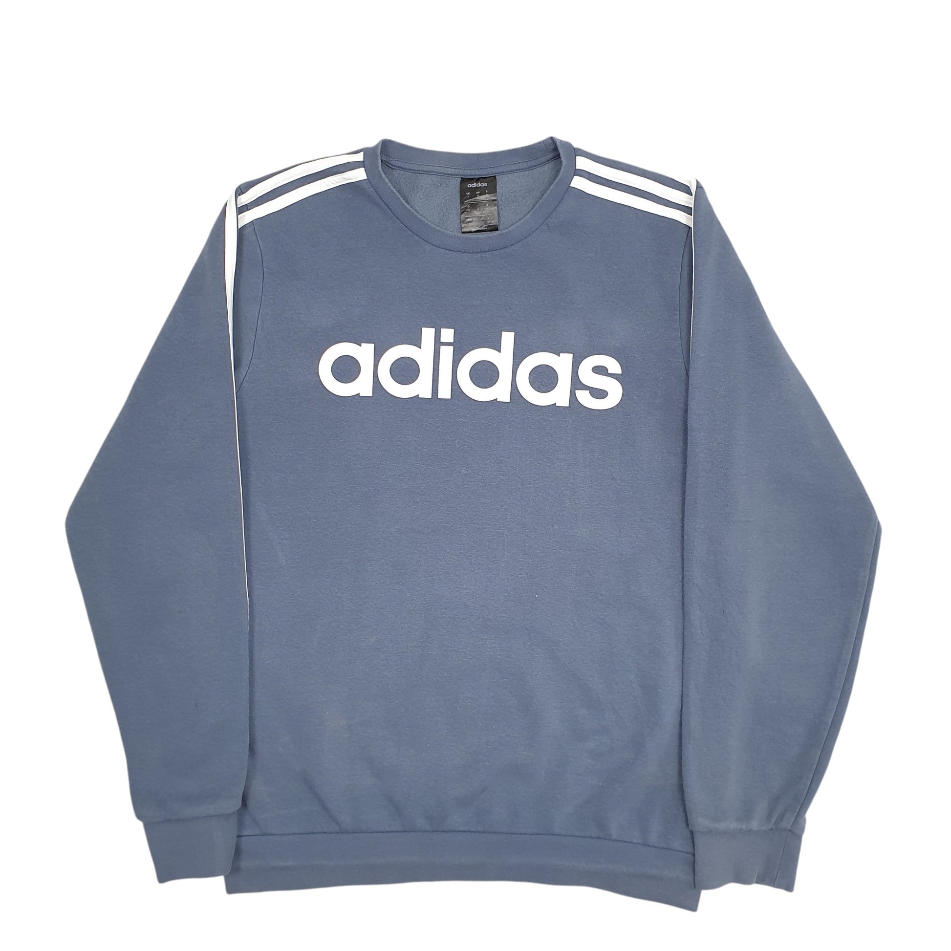 Mens Blue Adidas Spellout Crewneck Jumper