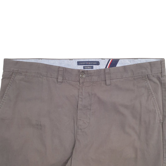 Mens Grey Tommy Hilfiger Custom Fit Chino Trousers