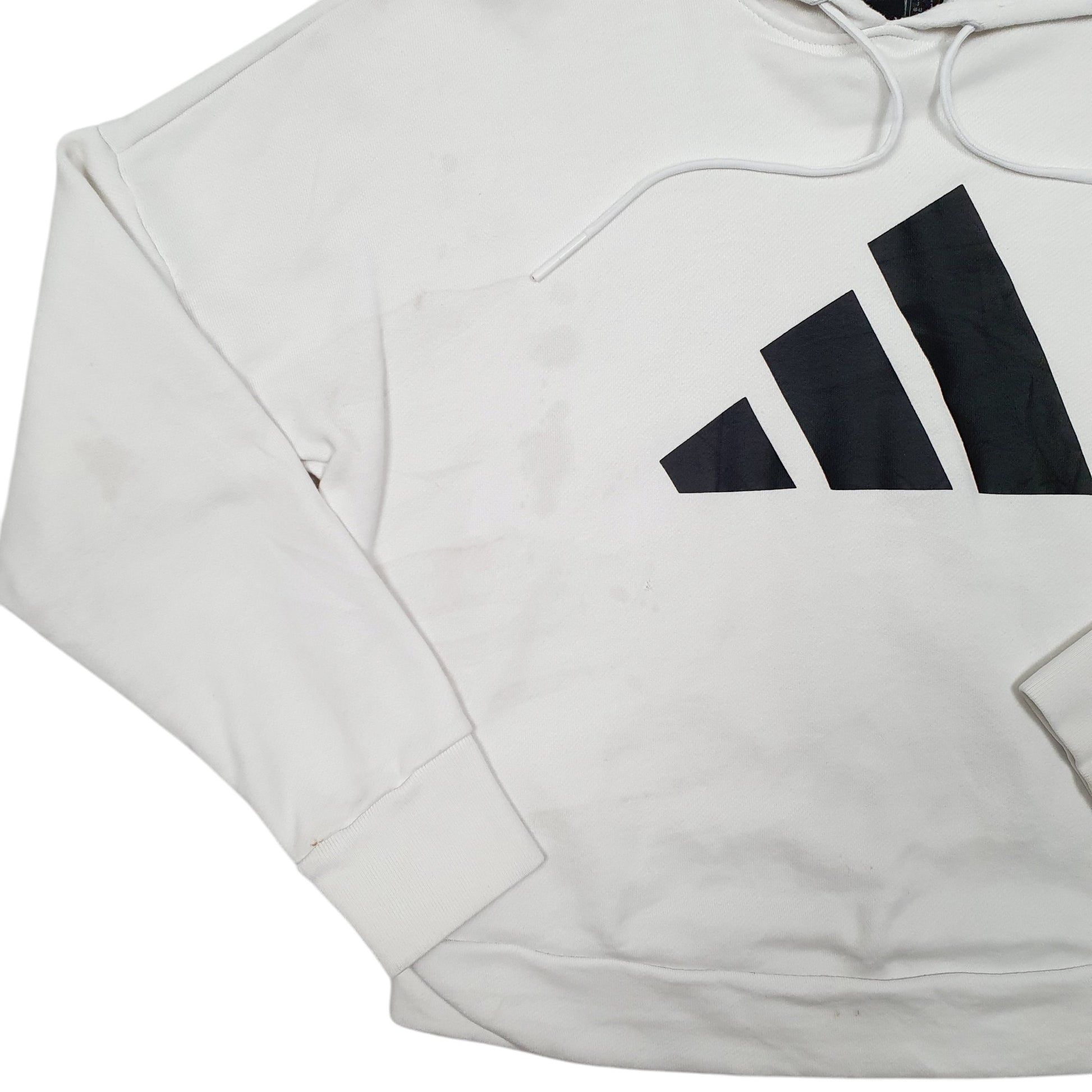 Womens White Adidas Oversized Cropped Gym Workout Hoodie Jumper