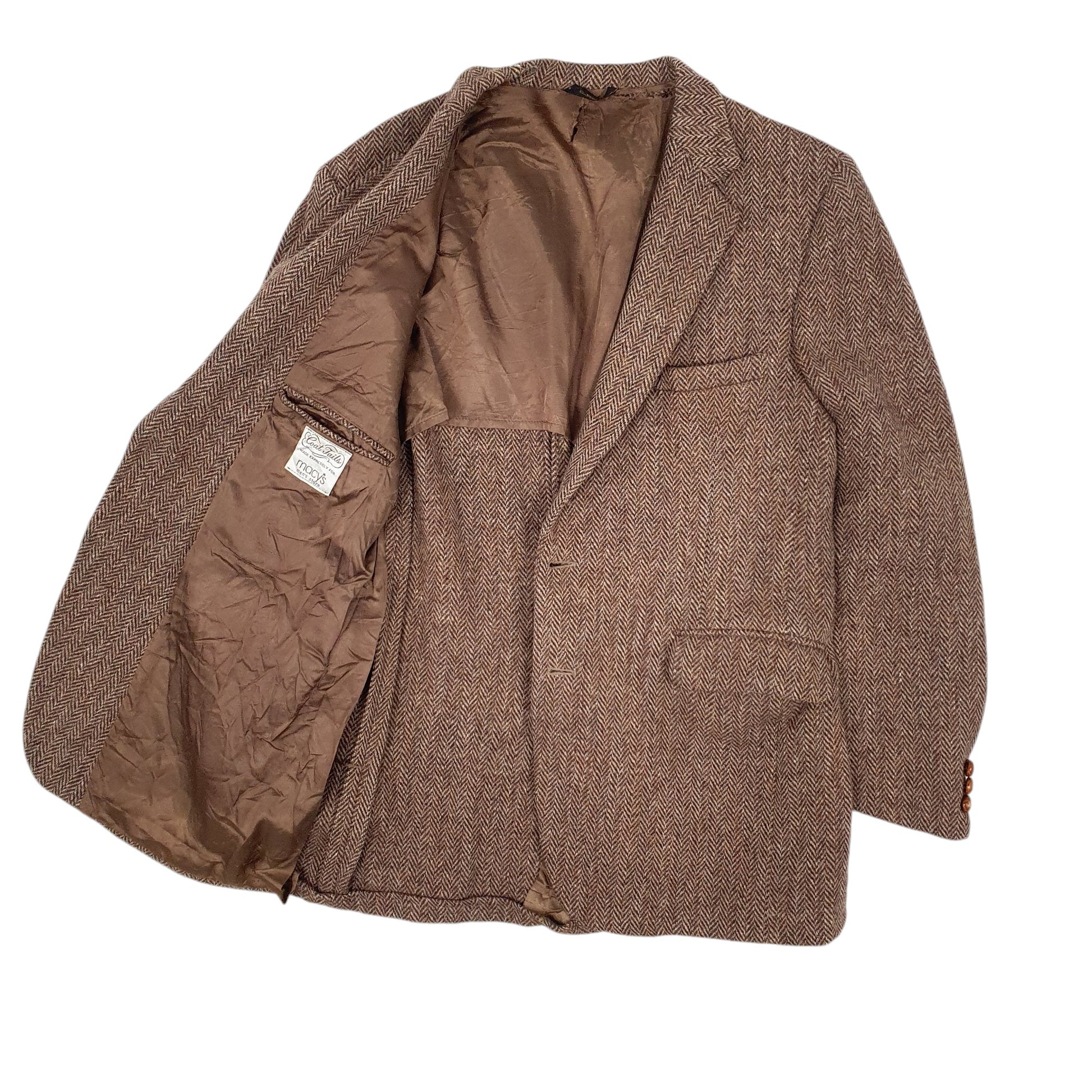 Mens Brown Harris Tweed Vintage  Coat