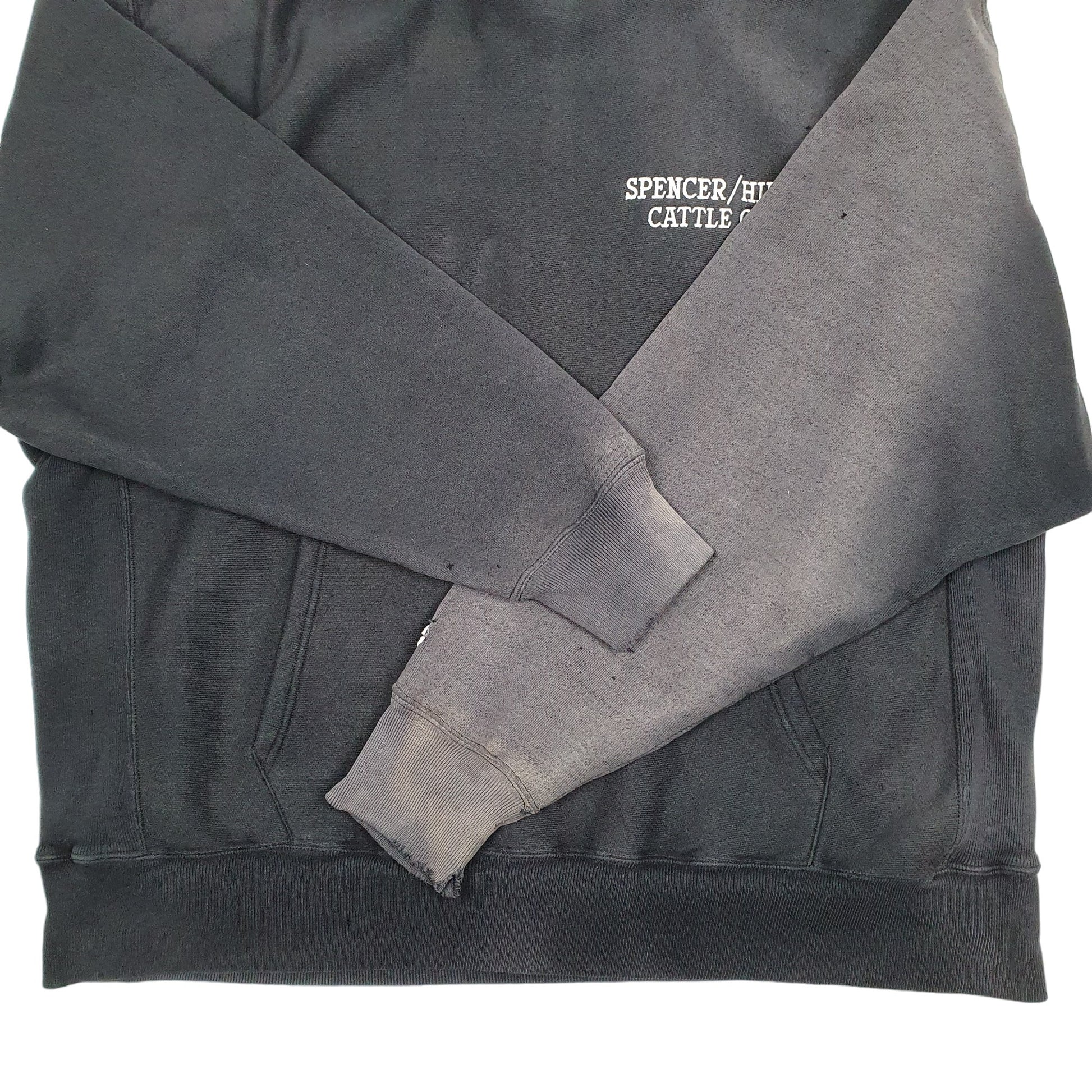 Mens Black Champion Vintage 2000s Y2K Cattle Co Reverse Weave Hoodie Jumper