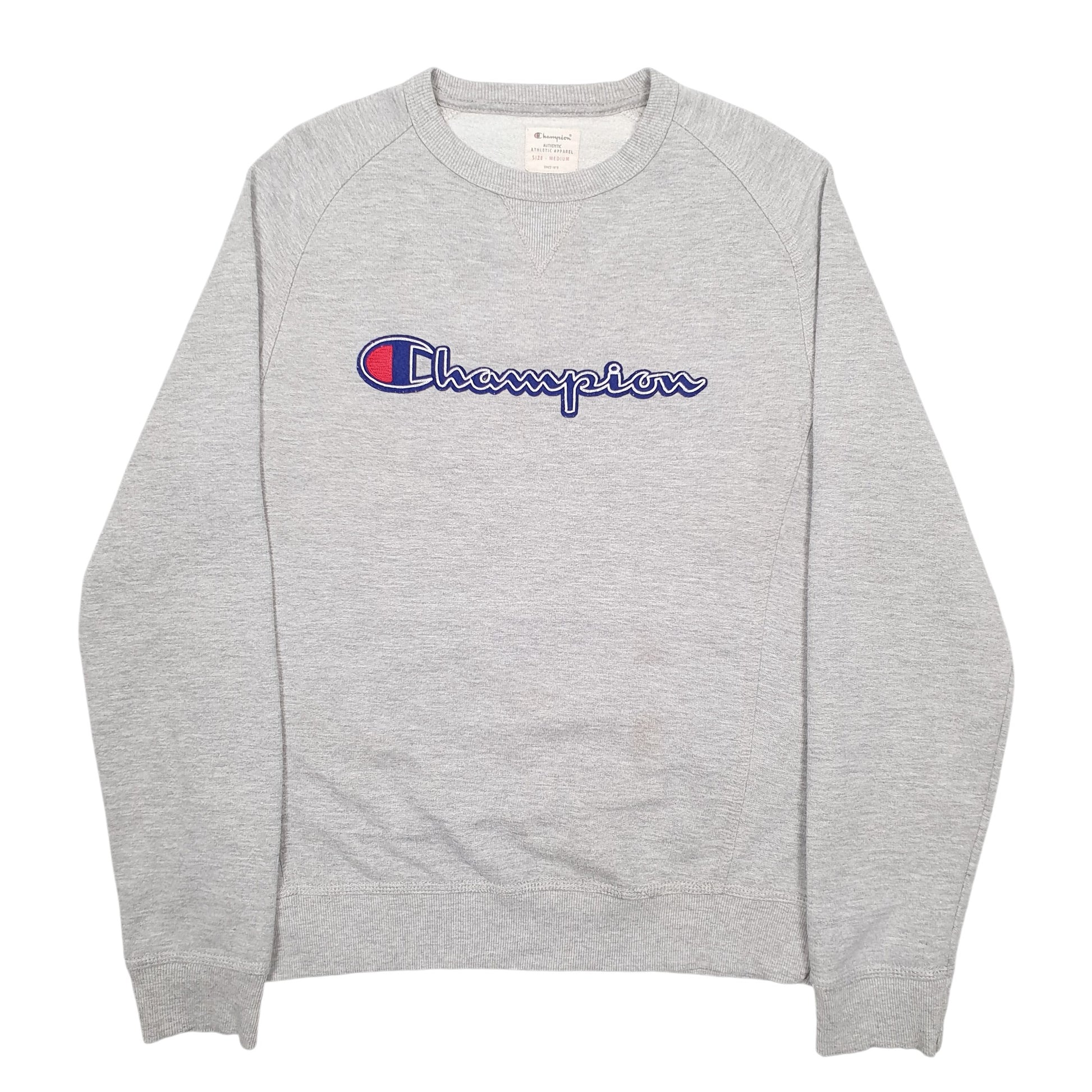 Mens Grey Champion Spellout Crewneck Jumper