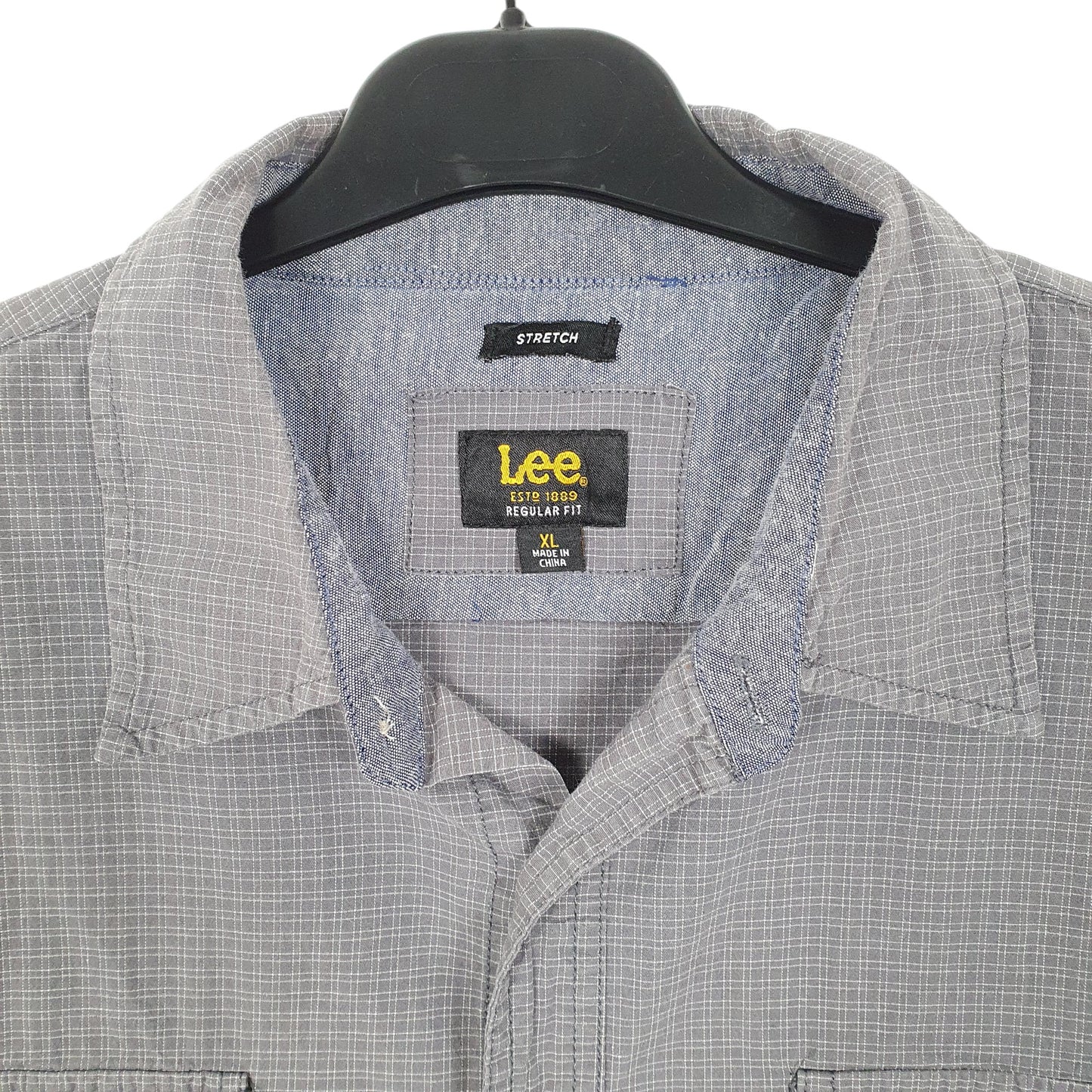 Mens Grey Lee Stretch Long Sleeve Shirt