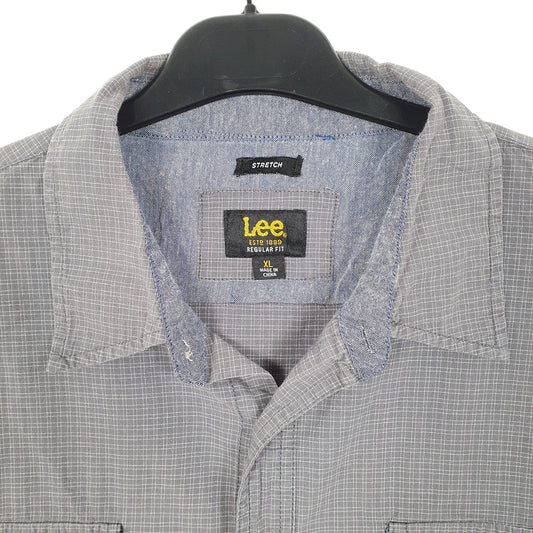 Mens Grey Lee Stretch Long Sleeve Shirt