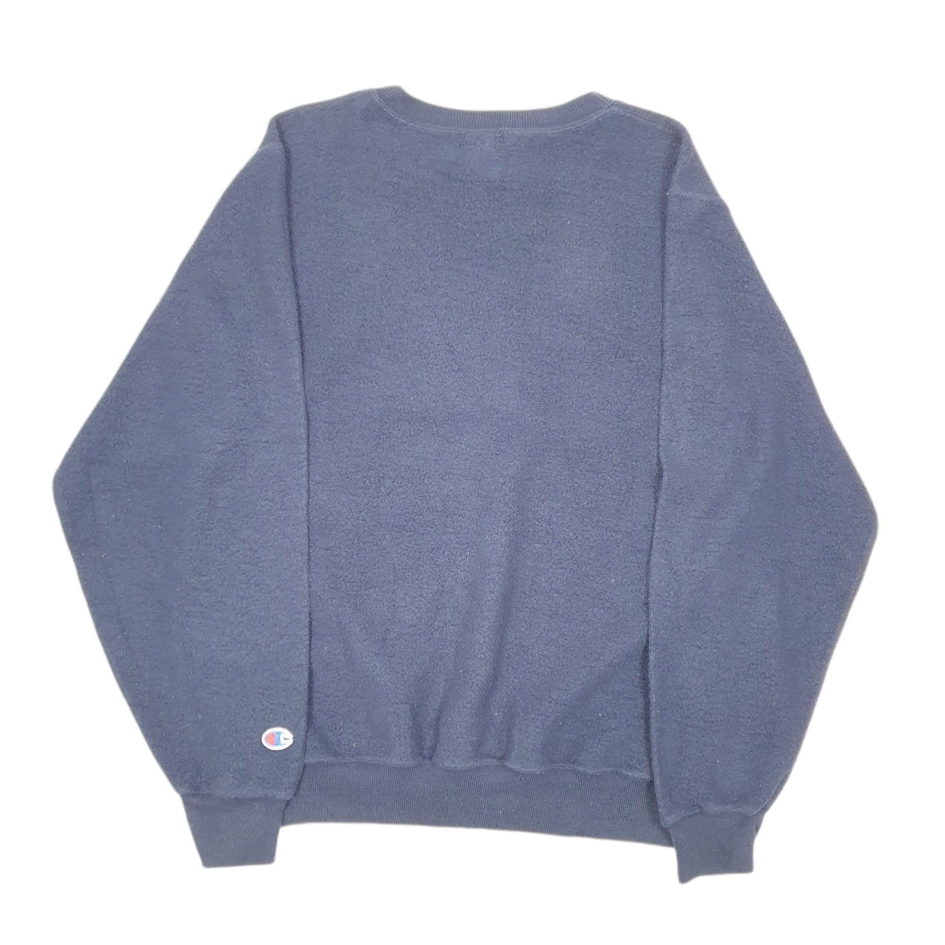 Mens Navy Champion Vintage Script 90s Inside Out Crewneck Jumper