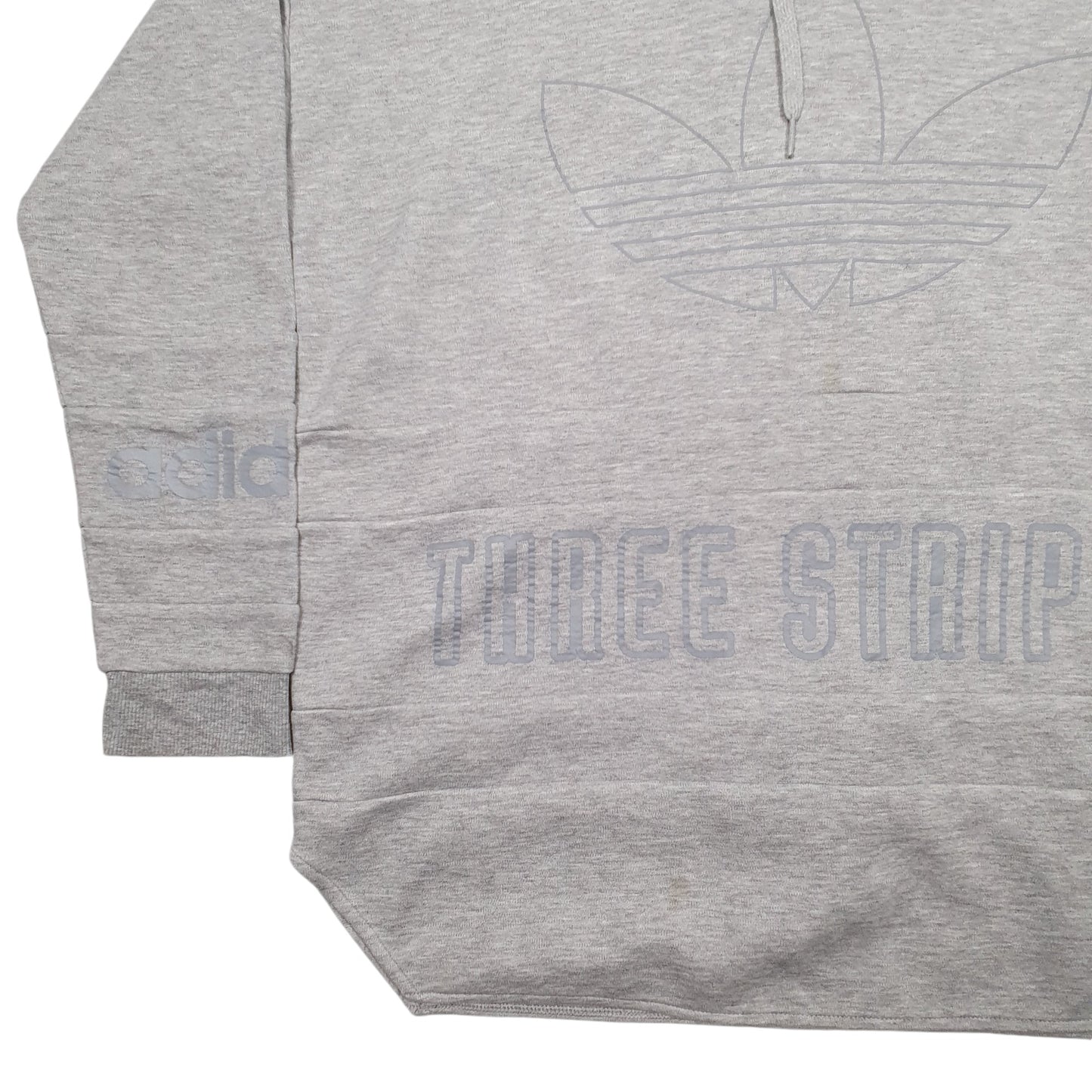 Mens Grey Adidas Spellout Hoodie Jumper