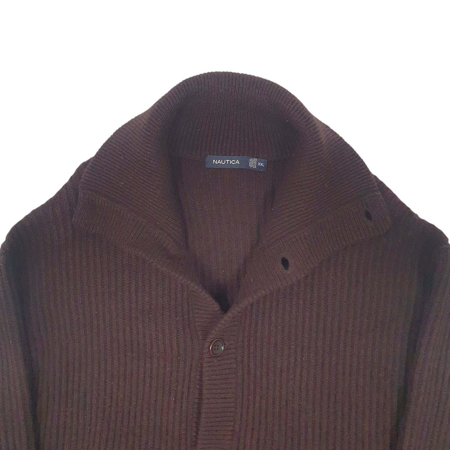 Mens Brown Nautica Knitwear Full Zip Jumper