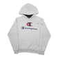 Mens Grey Champion Spellout Hoodie Jumper