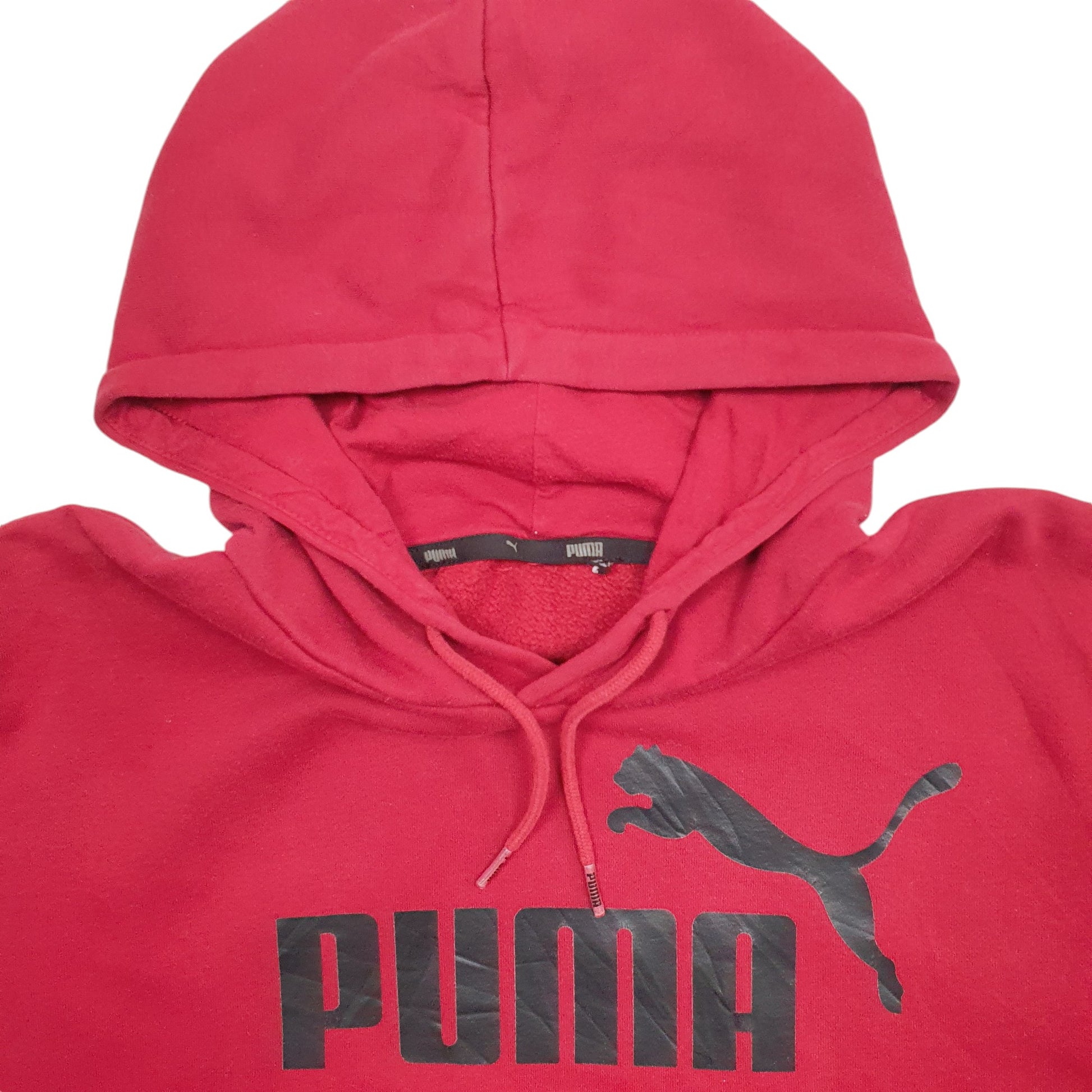 Mens Red Puma Spellout Hoodie Jumper