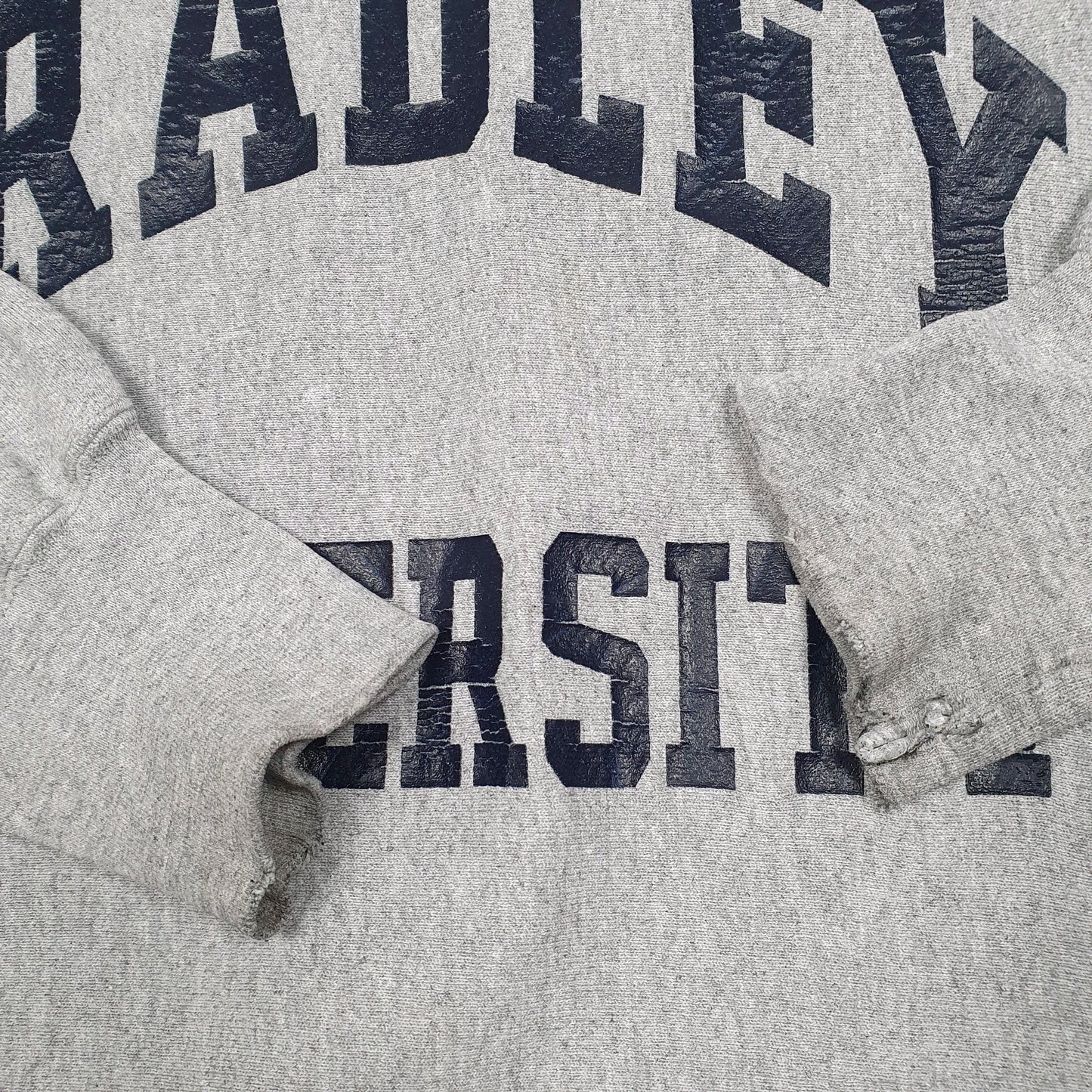 Mens Grey Lee Vintage Crossgrain Reverse Weave Bradley University Crewneck Jumper