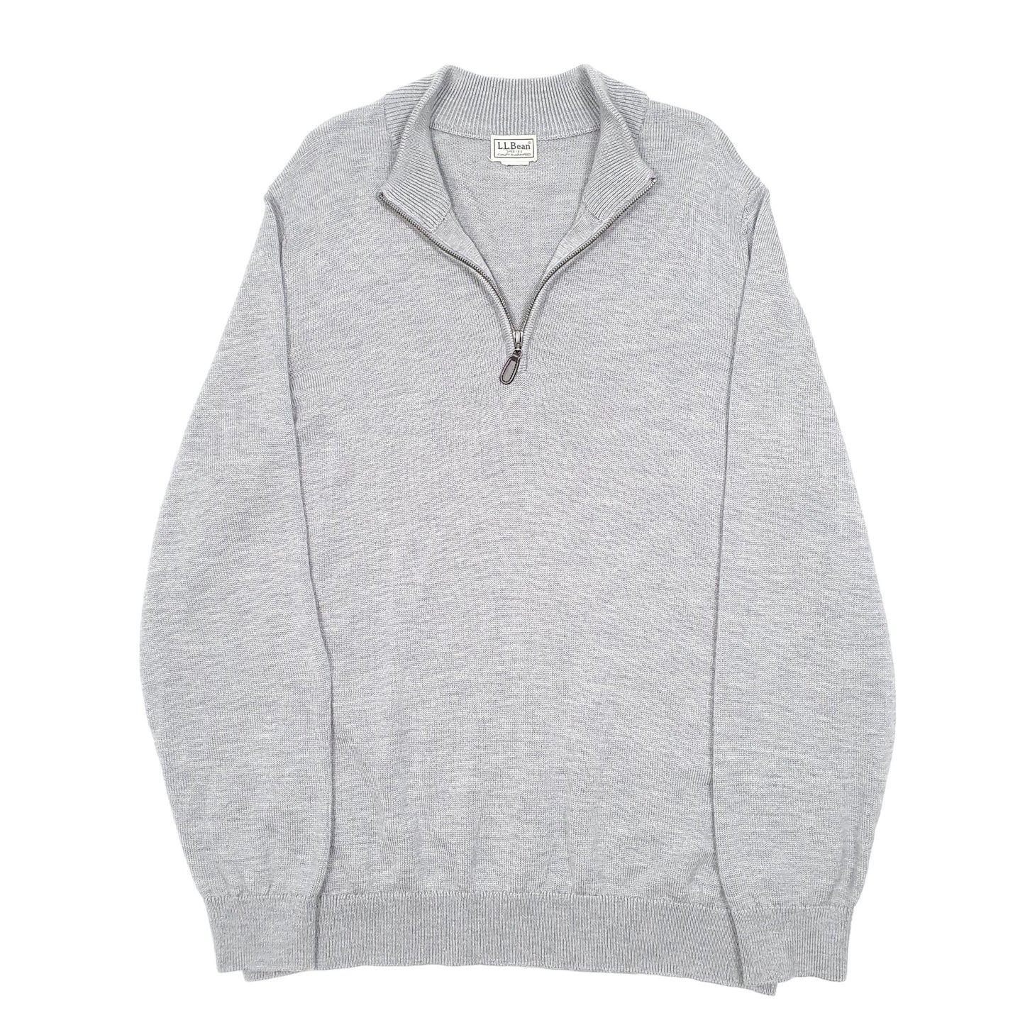 Mens Grey L.L.Bean Knit Quarter Zip Jumper
