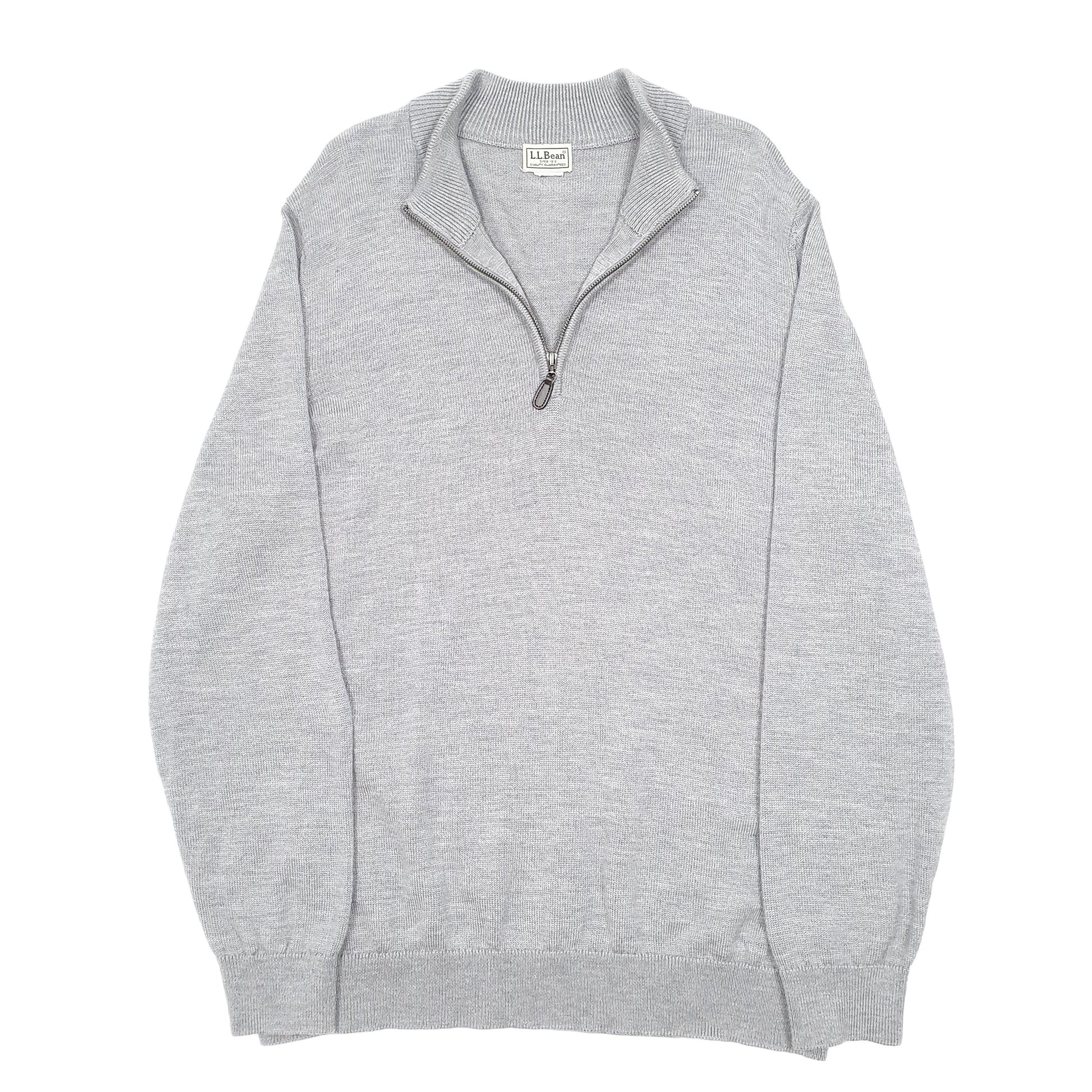 Mens Grey L.L.Bean Knit Quarter Zip Jumper