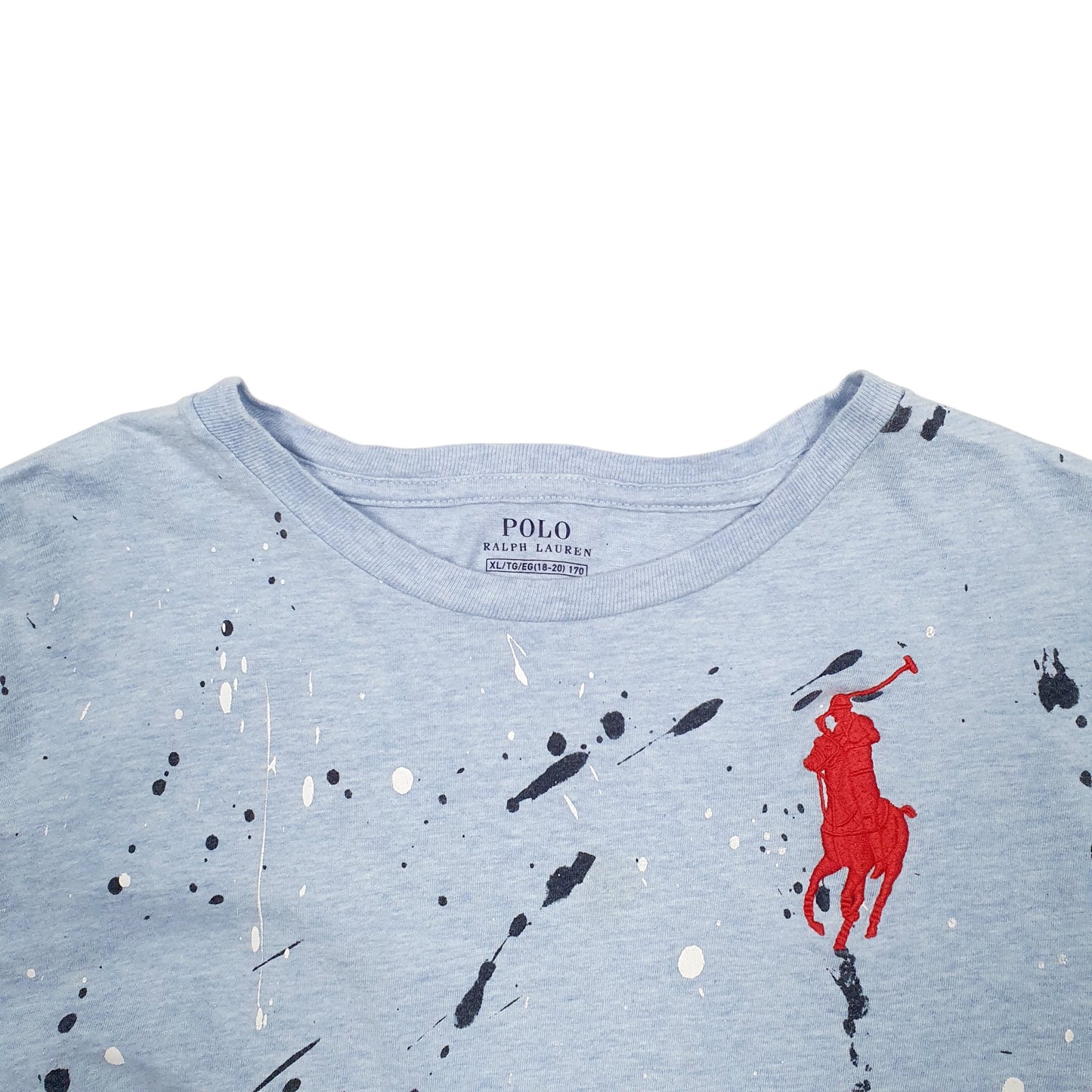 Womens Blue Polo Ralph Lauren Paint Splatter Short Sleeve T Shirt