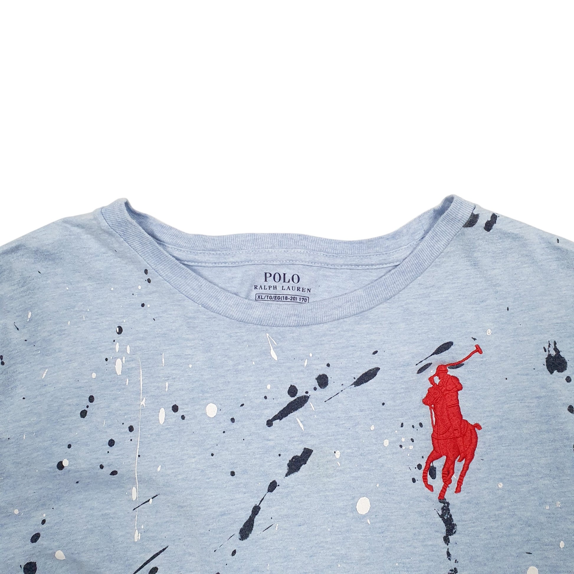 Womens Blue Polo Ralph Lauren Paint Splatter Short Sleeve T Shirt