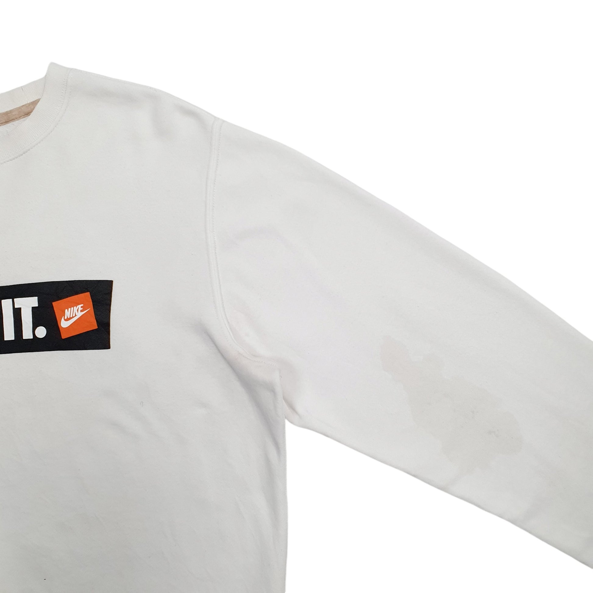 Mens White Nike Just Do It Spellout Crewneck Jumper