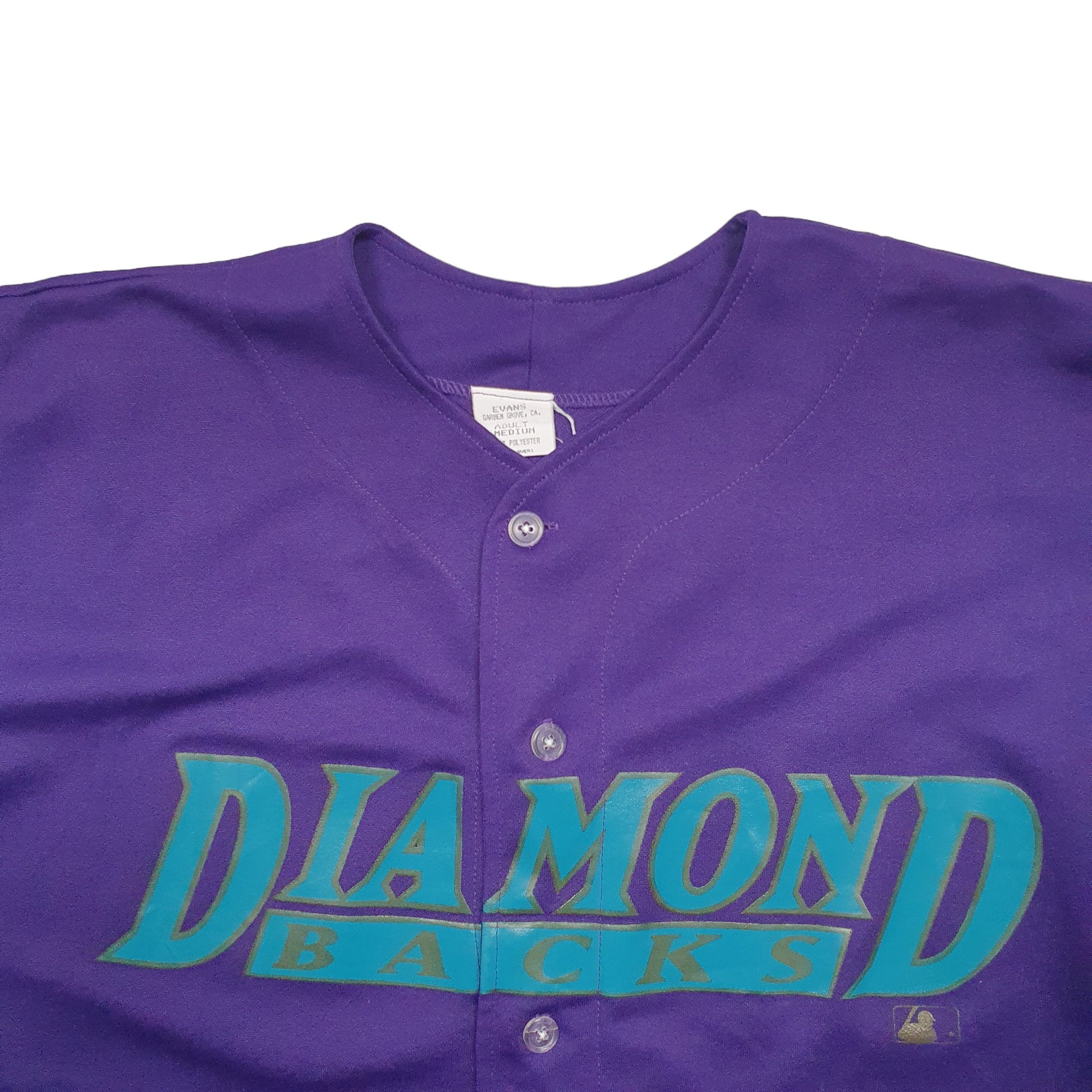 Mens Purple Evans Baseball Jersey Diamond Backs Short Sleeve T Shirt