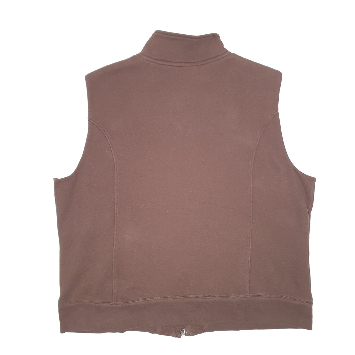 Womens Brown Basic Additions Fleece Vest Walking Hiking Outdoors Crewneck Coat