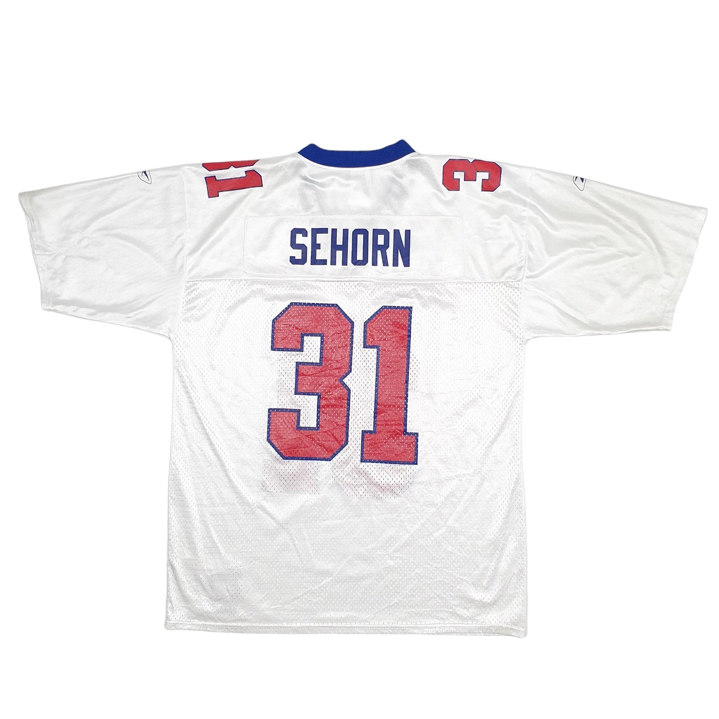 Mens White Reebok New York Giant NFL Football Jersey Sehorn Short Sleeve T Shirt