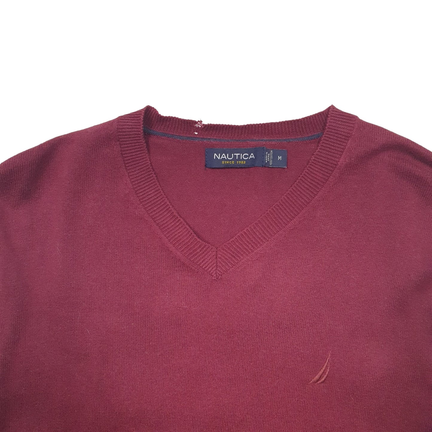 Mens Burgundy Nautica Knit Crewneck Jumper