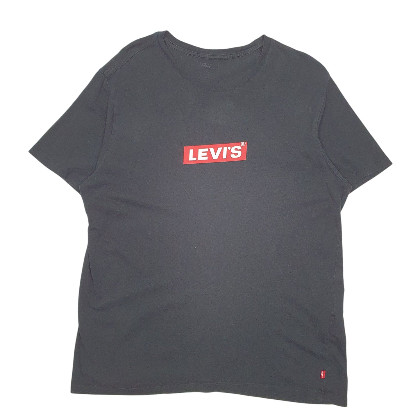 Mens Black Levis Box Logo Big E Short Sleeve T Shirt