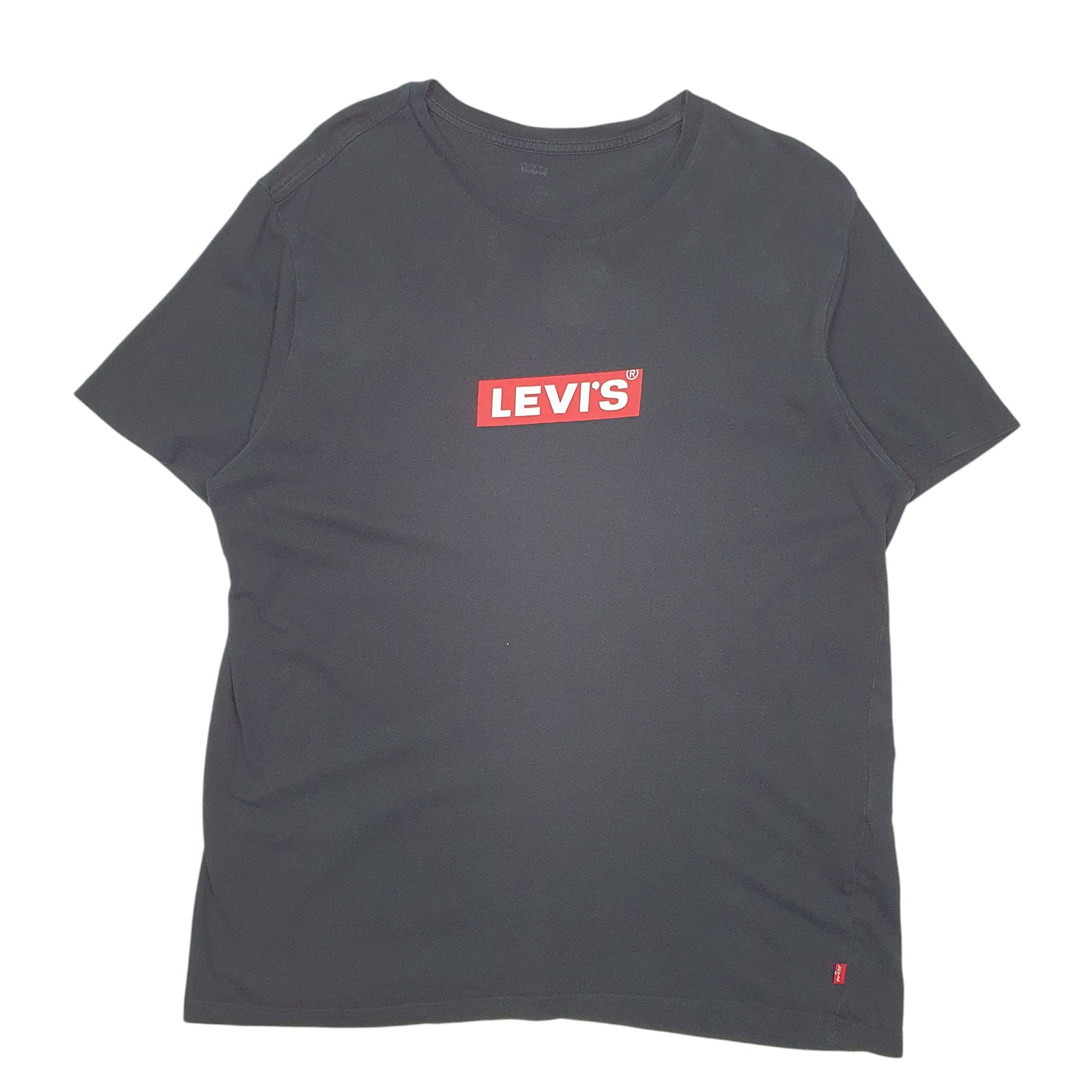 Mens Black Levis Box Logo Big E Short Sleeve T Shirt