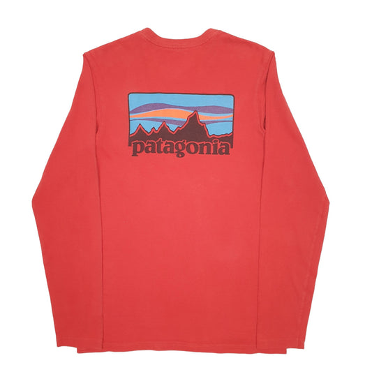 Mens Red Patagonia Spellout Long Sleeve T Shirt