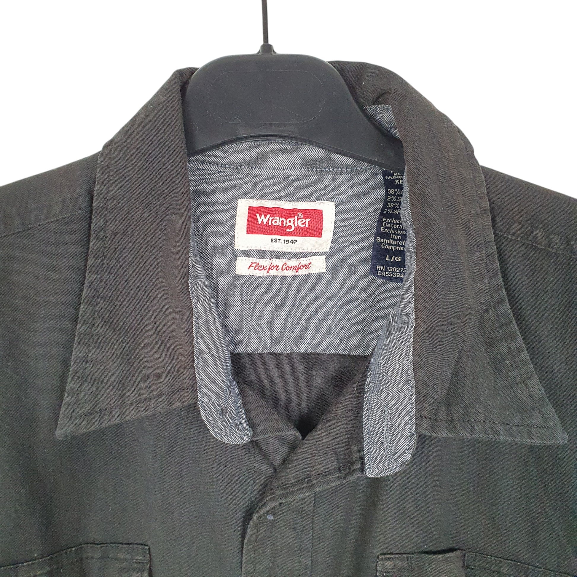 Mens Black Wrangler Flex Comfort Short Sleeve Shirt