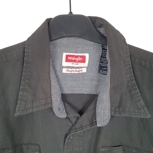 Mens Black Wrangler Flex Comfort Short Sleeve Shirt