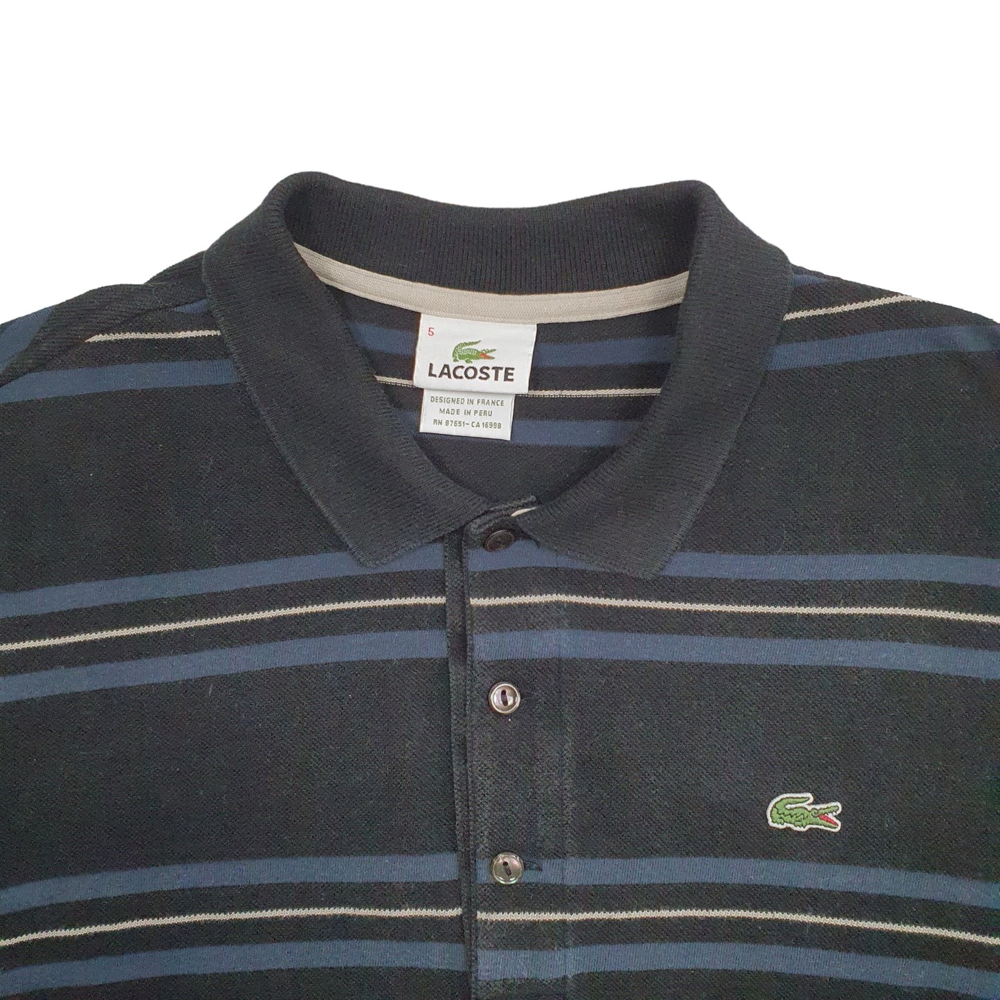 Mens Black Lacoste  Short Sleeve Polo Shirt