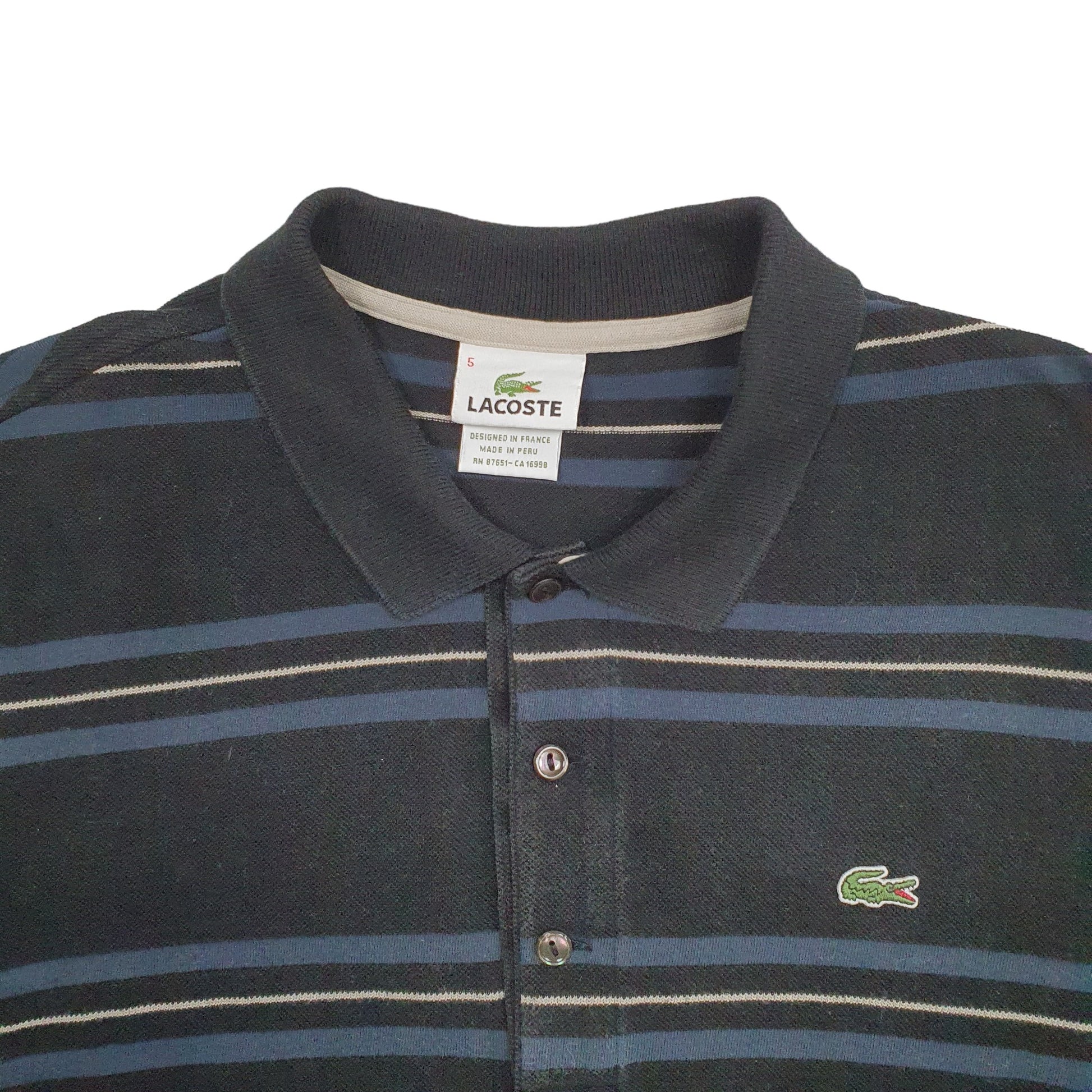 Mens Black Lacoste  Short Sleeve Polo Shirt