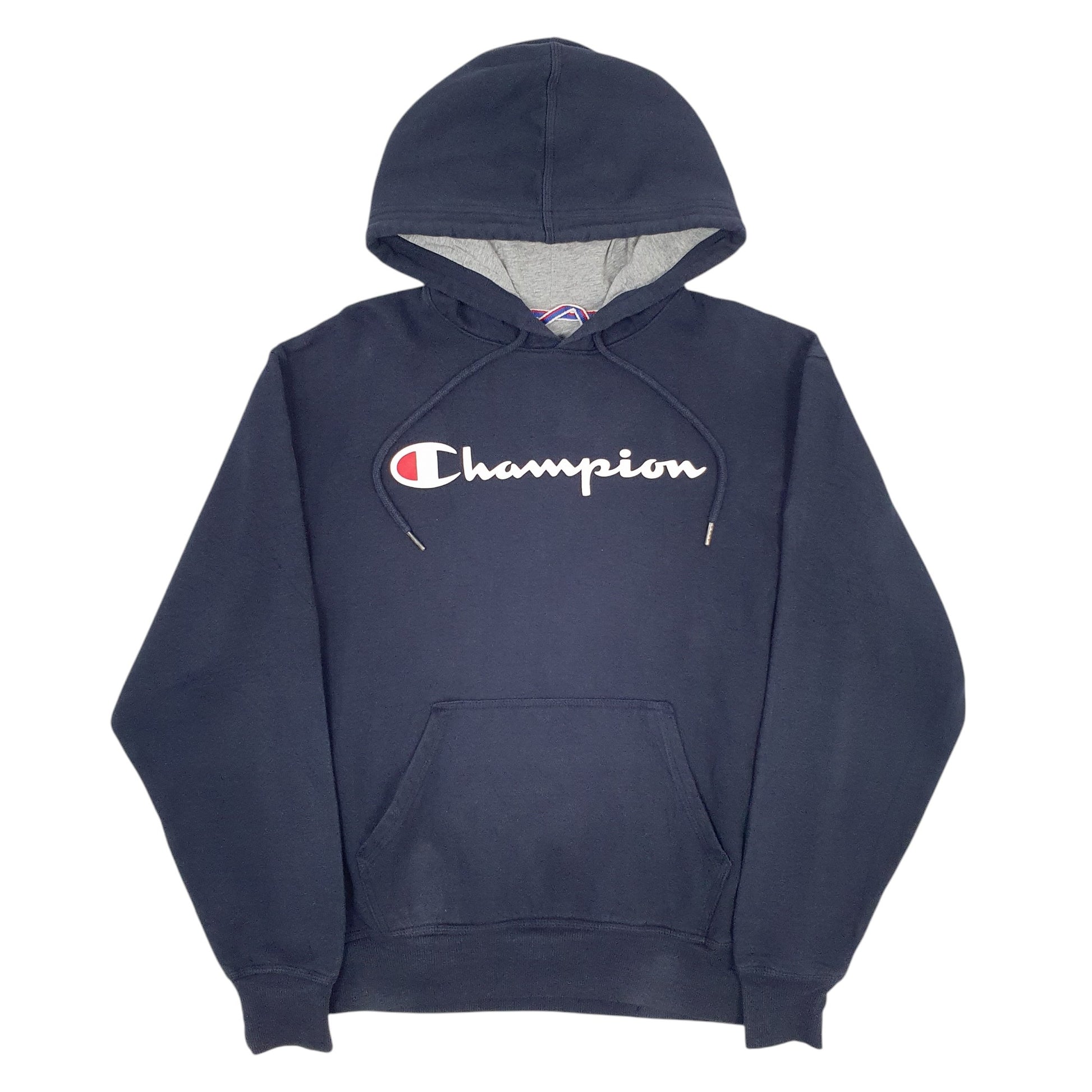 Mens Navy Champion Spellout Hoodie Jumper