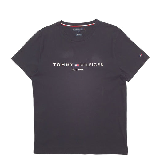 Mens Black Tommy Hilfiger Spellout Short Sleeve T Shirt