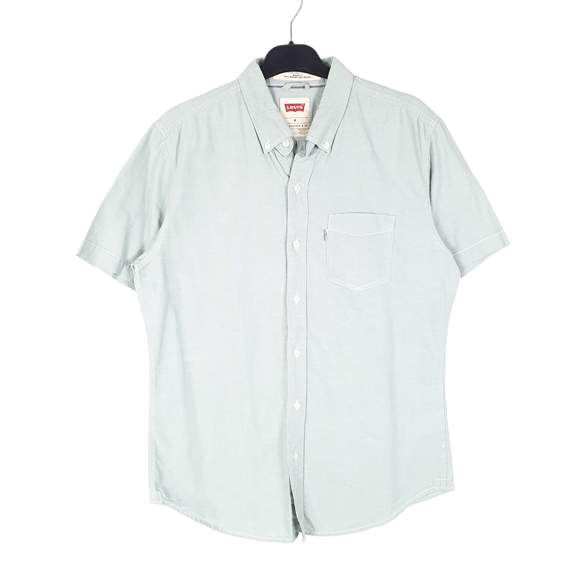 Mens Green Levis Oxford Chambray Modern Short Sleeve Shirt