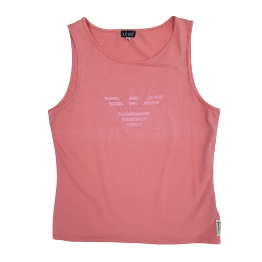 Womens Pink Armani Jeans Vest Short Sleeve T Shirt