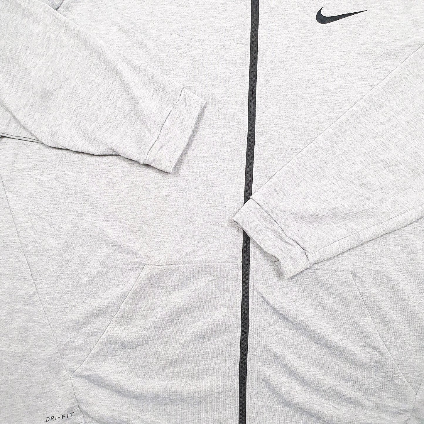 Mens Grey Nike Hoodie Dri Fit Active Tall Full Zip Jumper